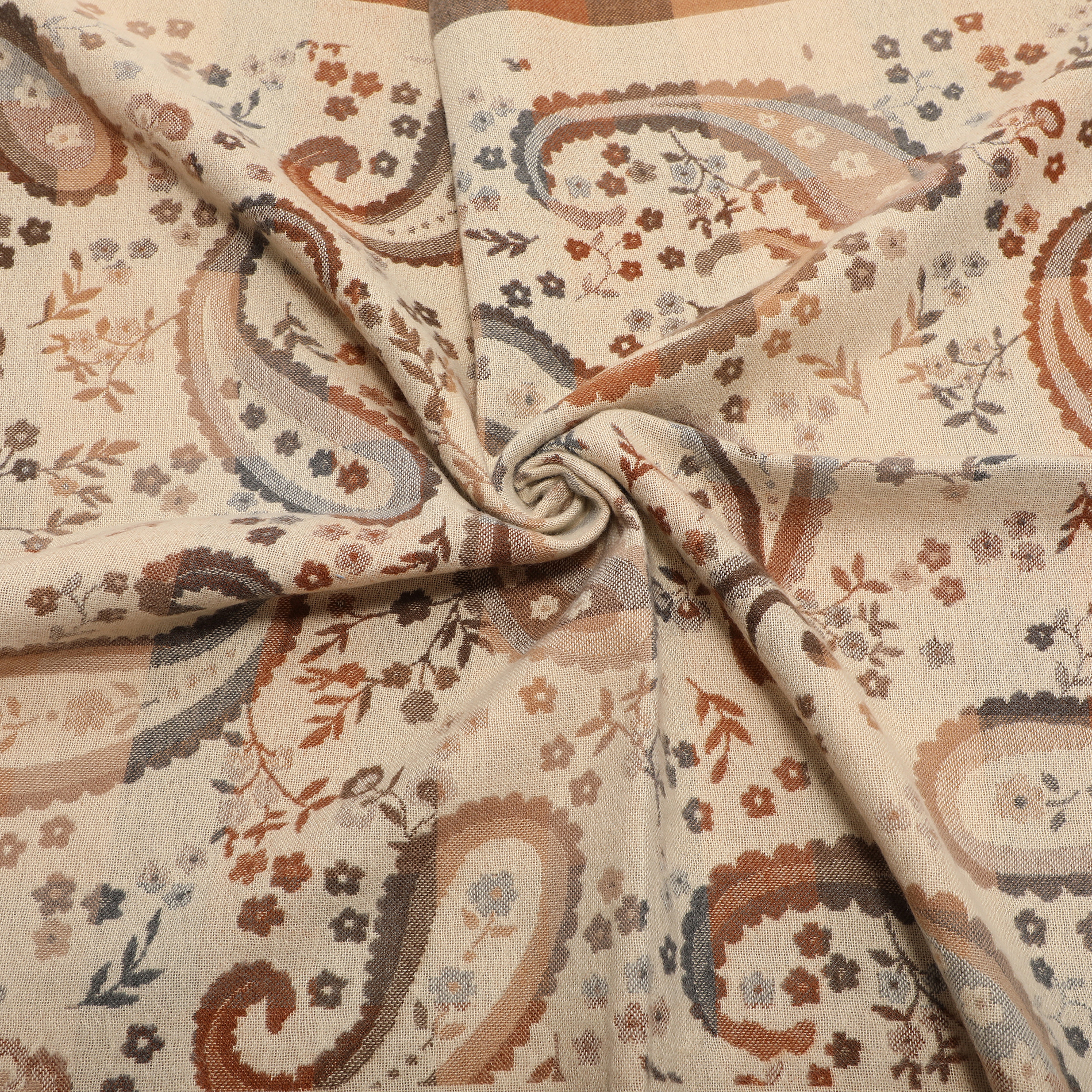 Mimi Mua Sciarpa con Disegno Paisley panna leggera
