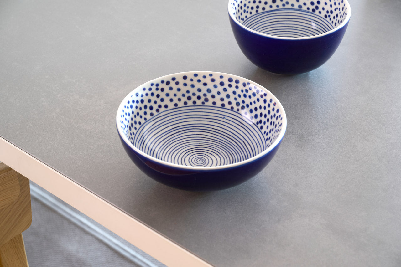 On Earth Cooperative Collection Dot Stripes terrina ceramica blu 18 cm