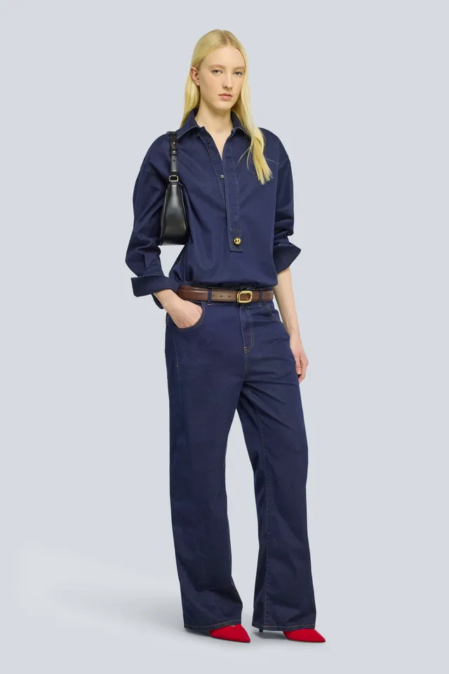 Semicouture Eve camicia denim dark stone wash
