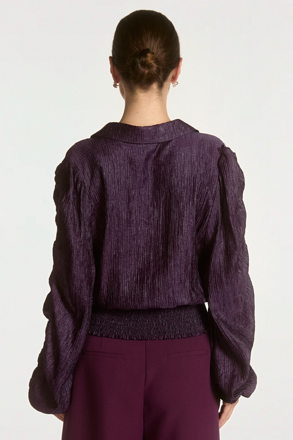 Aaiko Myra camicia prugna bottoni effetto shimmer