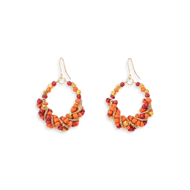 On Earth Berry orecchini in vetro arancio perline 4 cm