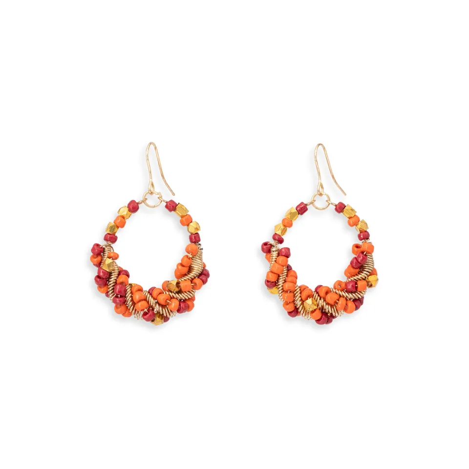 On Earth Berry orecchini in vetro arancio perline 4 cm