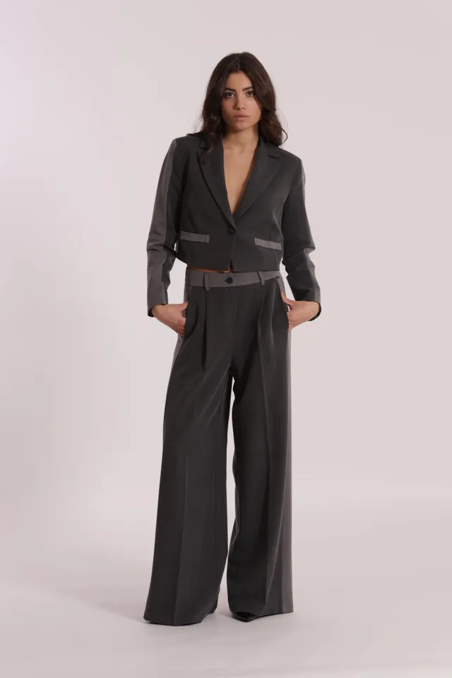 Mimi Mua Palazzo Color Block pantaloni grigio chiaro/antracite