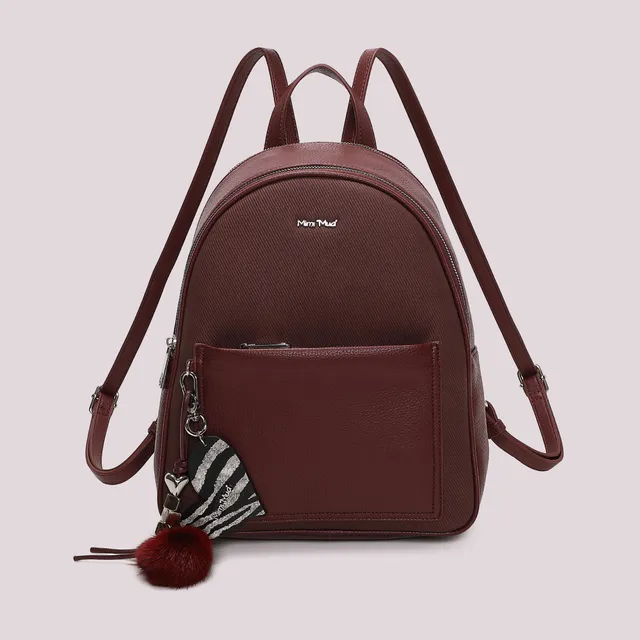 Mimi Mua con Charm e Cuore Zaino Nero effetto pelle