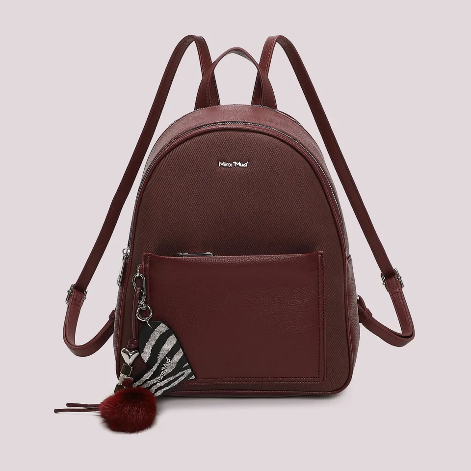 Mimi Mua con Charm e Cuore Zaino Nero effetto pelle