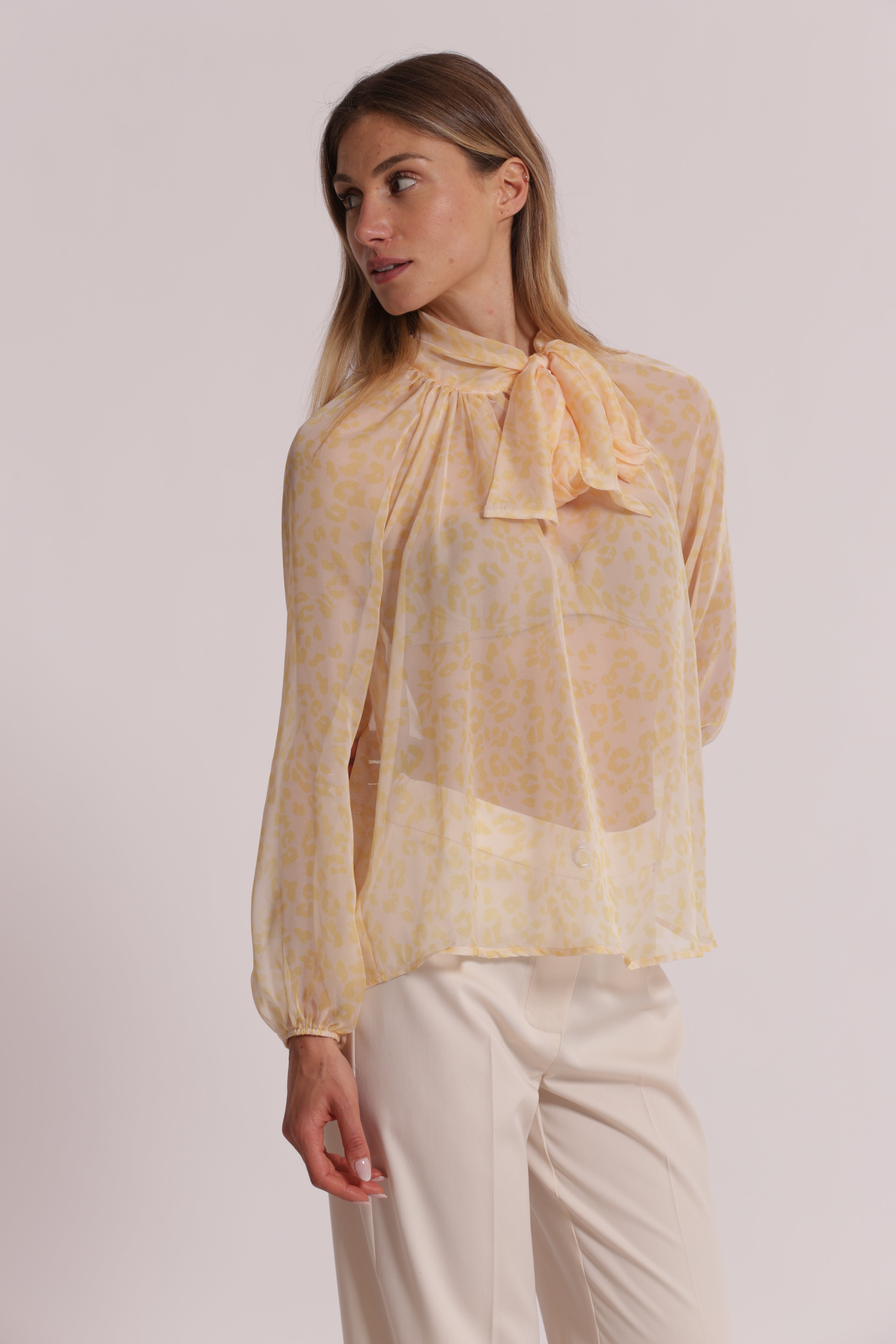 Mimi Mua Blusa Animalier Fiocco camicetta poliestere rosa