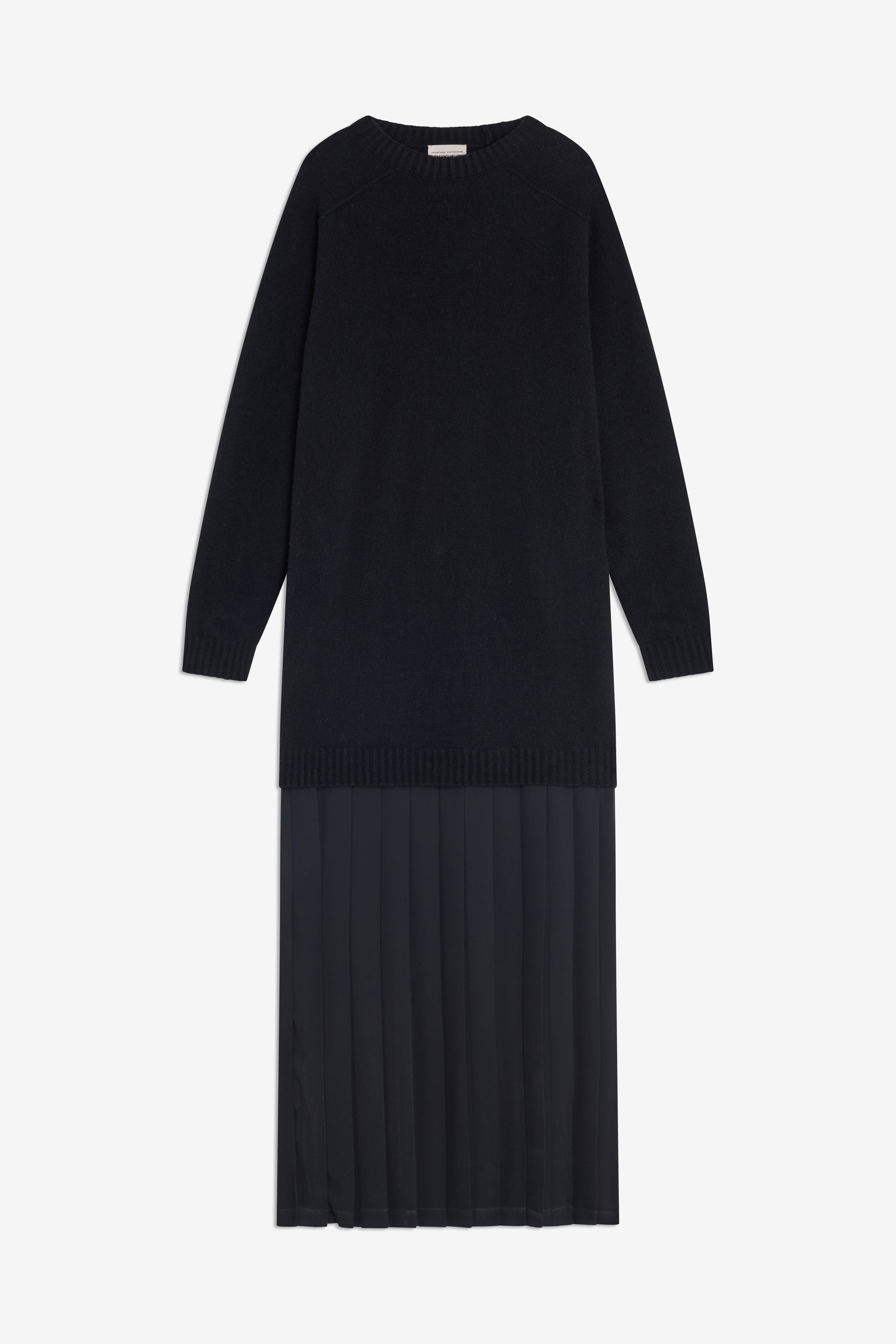 Semicouture Melisa abito maglia merino gonna plisse