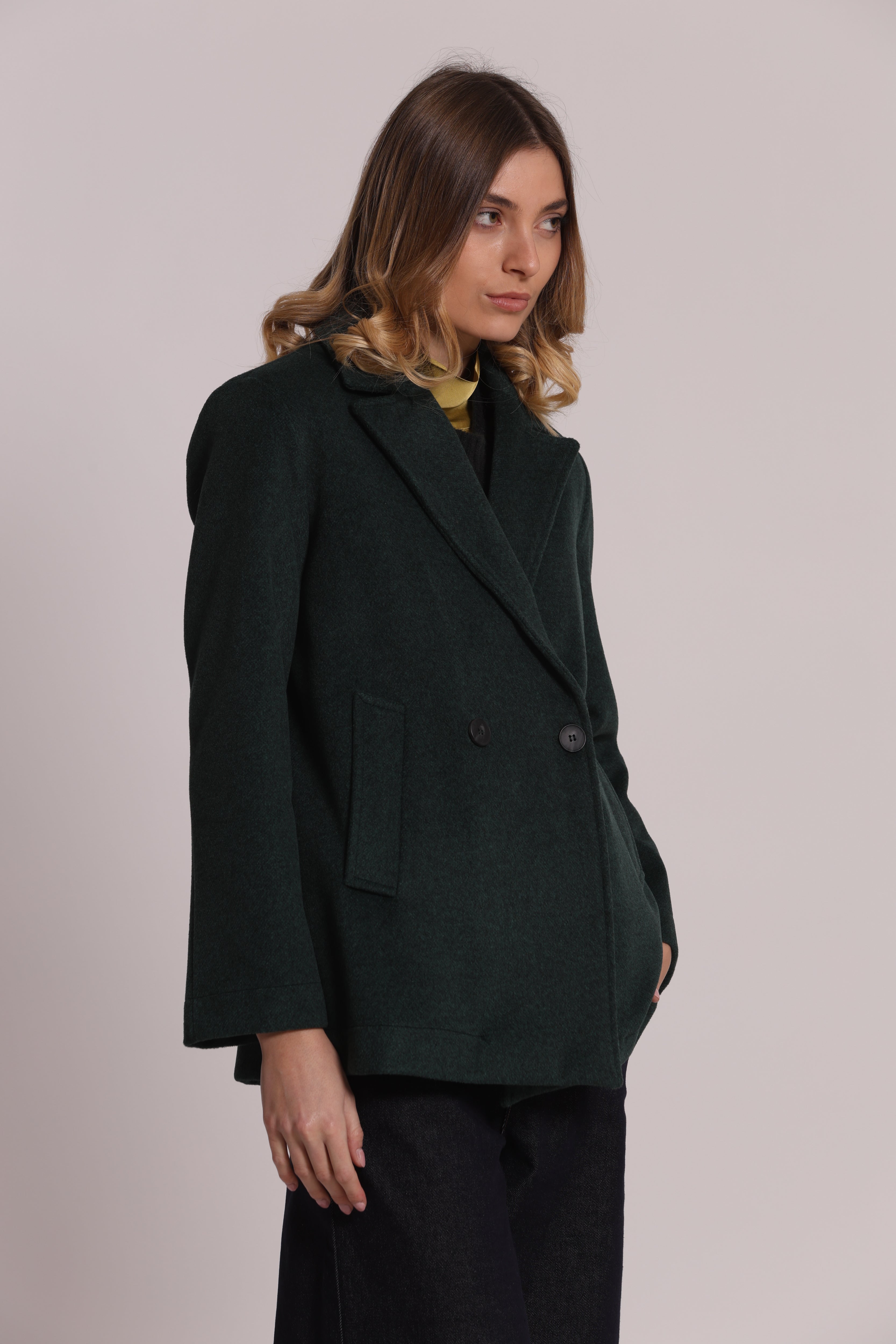 Mimi Mua Giaccone Corto Sfoderato Verde Till Cappotto