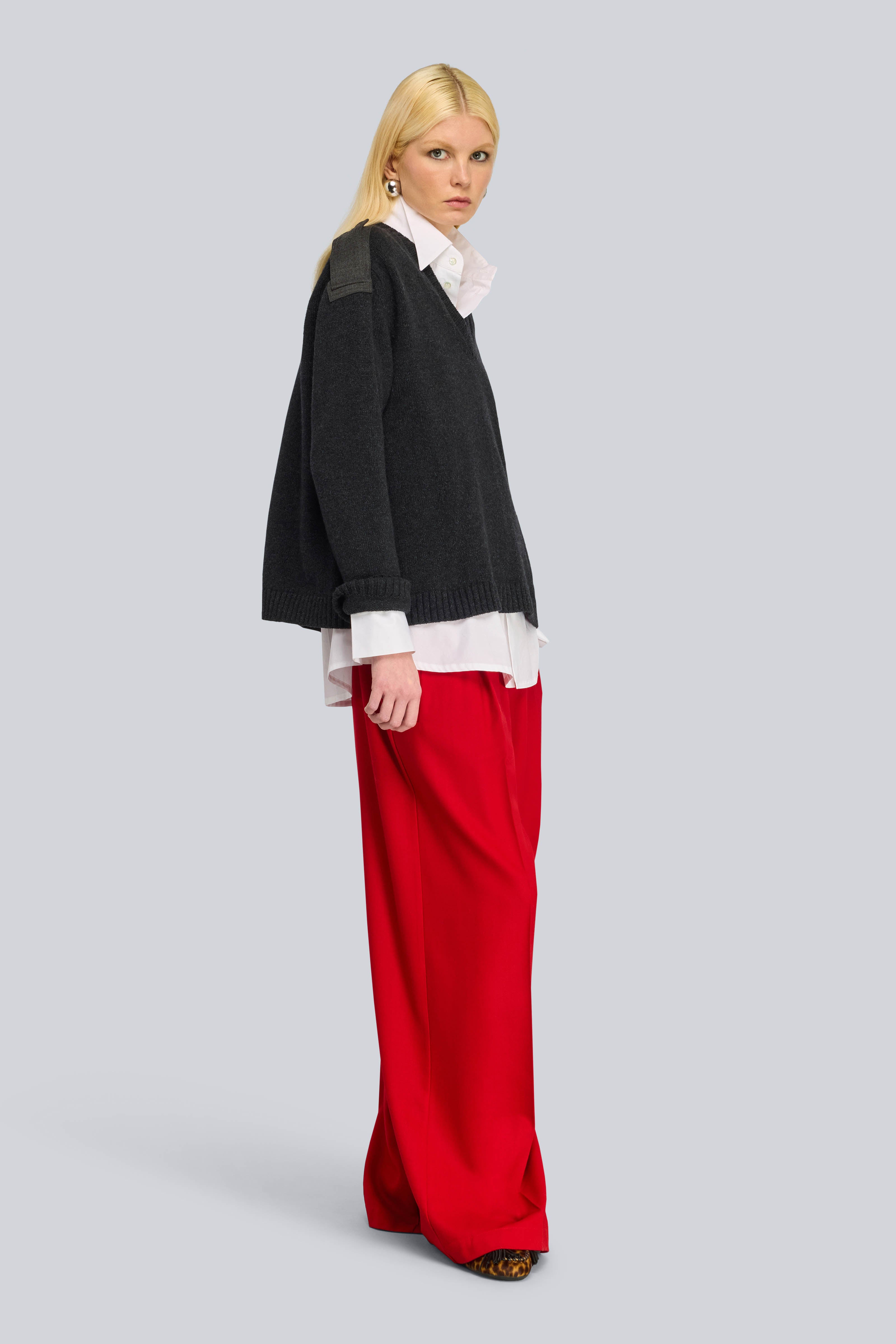 Semicouture Brandie maglia scollo a V merinos nera