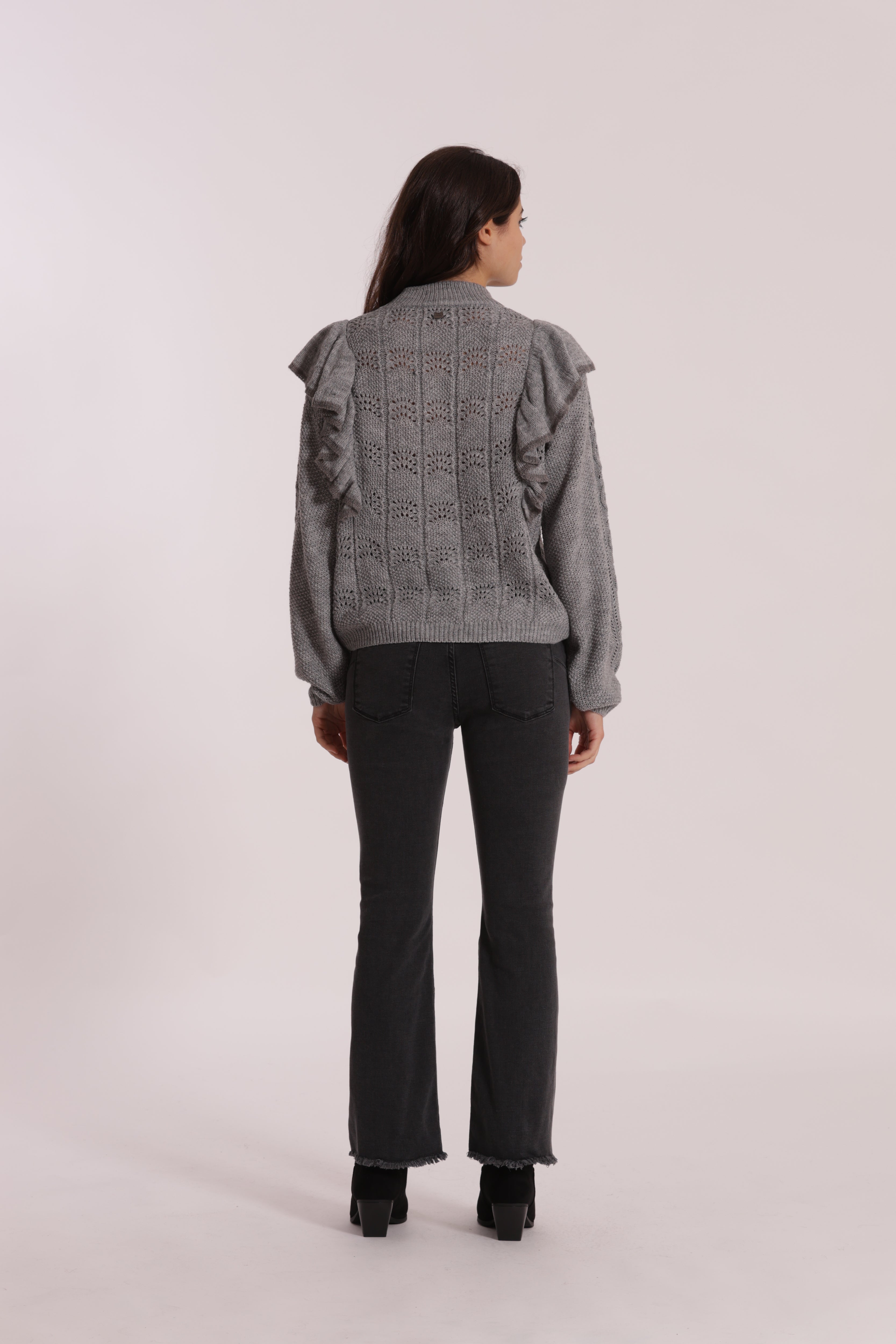 Mimi Mua Jeans Cropped Flare Blu Scuro cotone