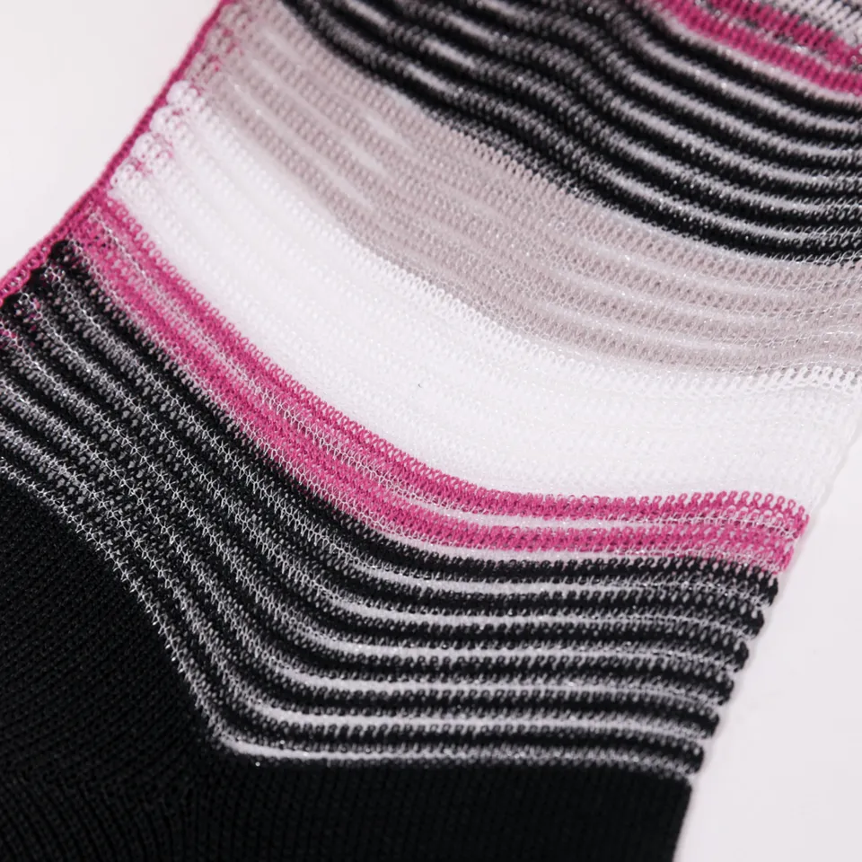 Mimi Mua Calzini a Righe Nero Fuxia Cotone