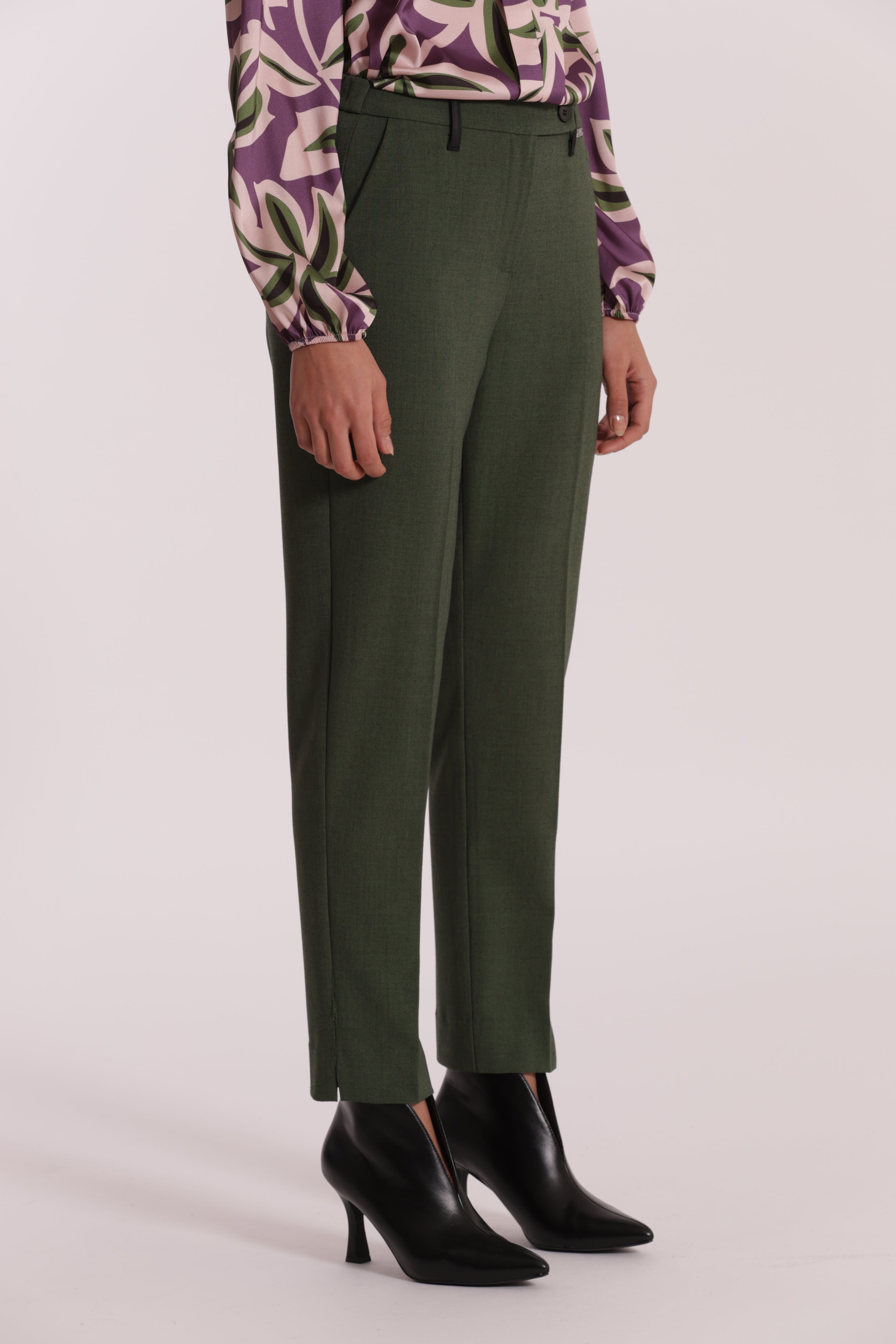 Mimi Mua Pantalone Sigaretta Fiammato verde