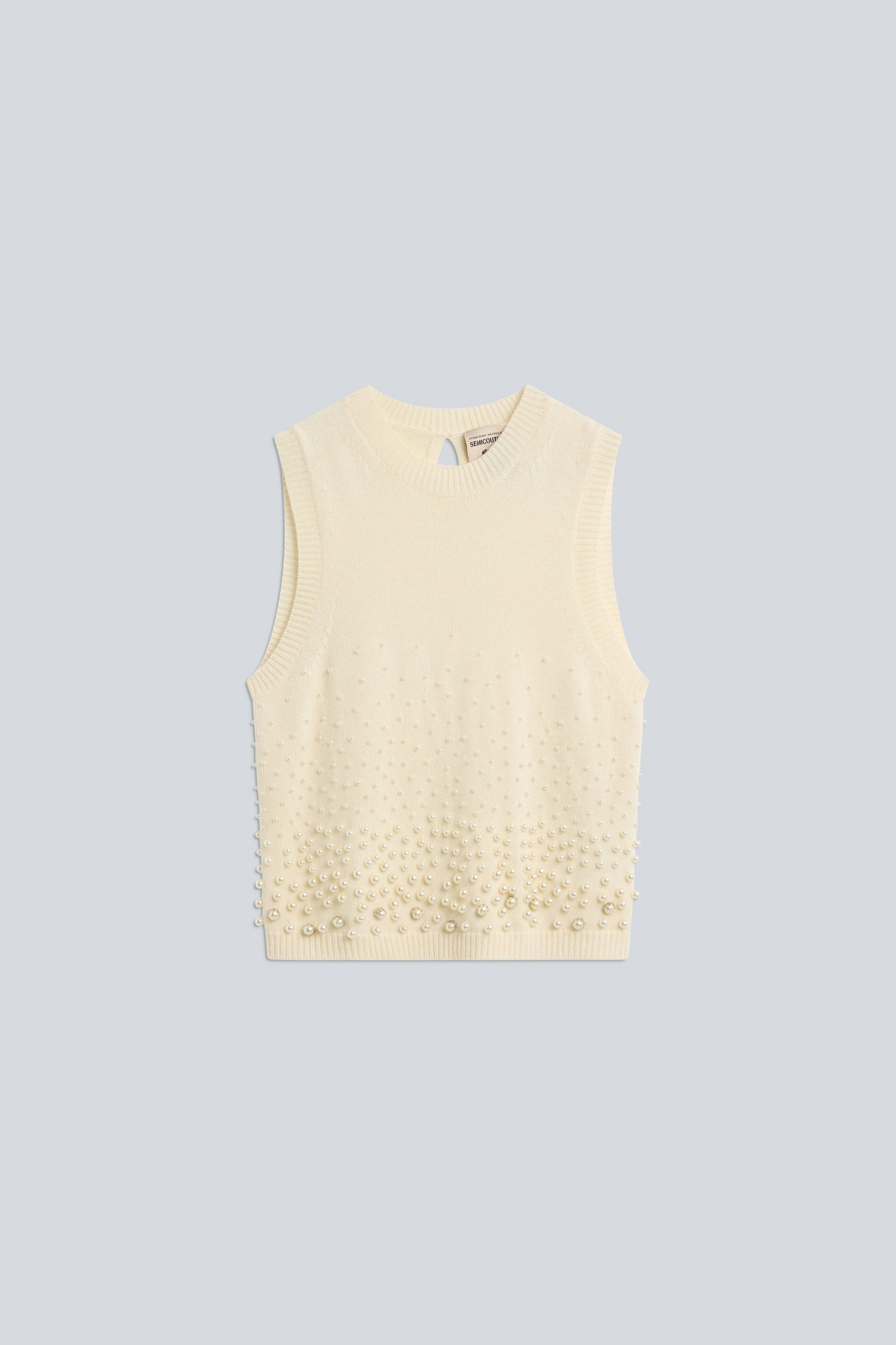 Semicouture Wendi gilet burro misto cashmere perle