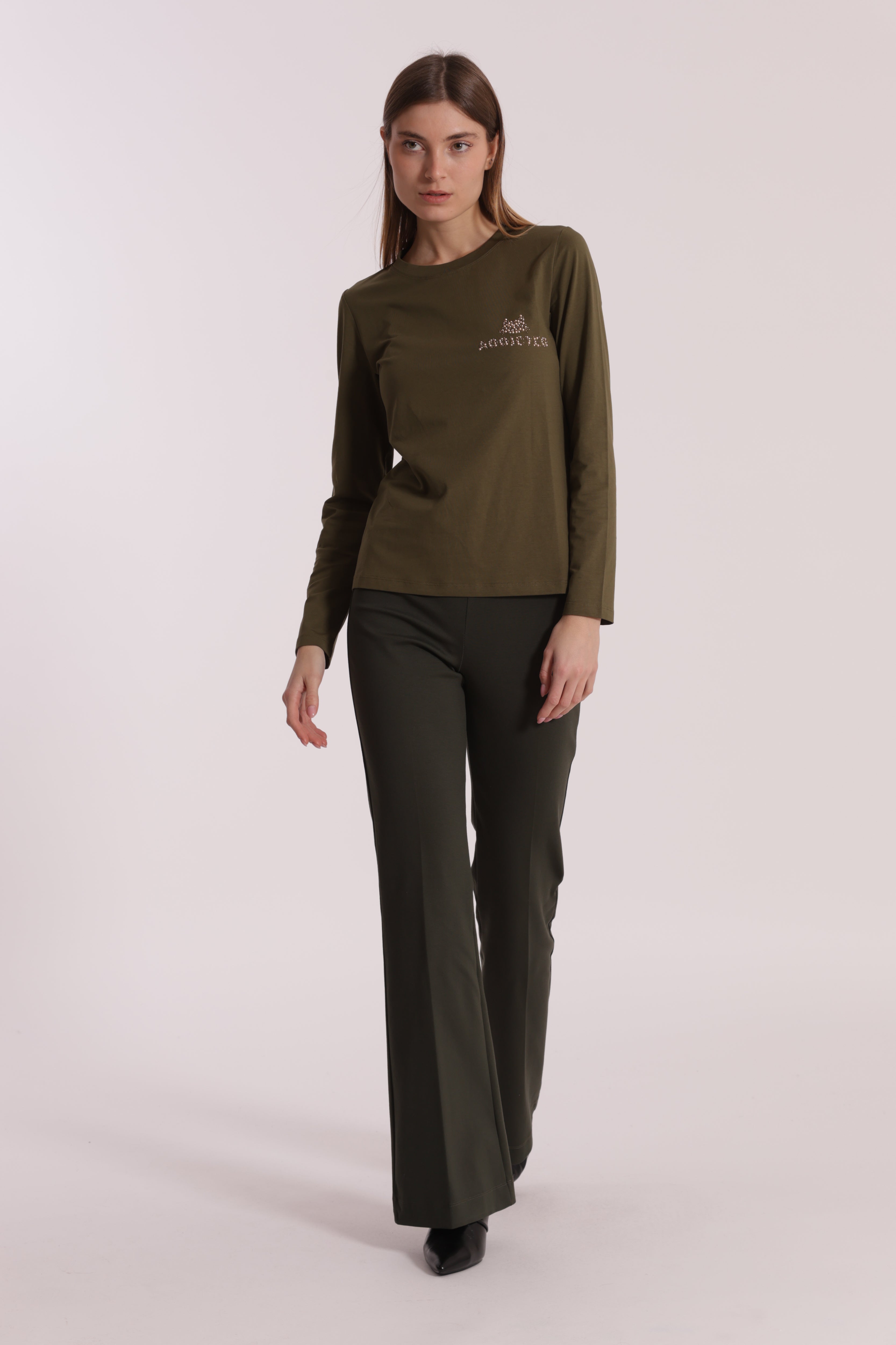 Mimi Mua Pantalone Flare Punto Milano nero
