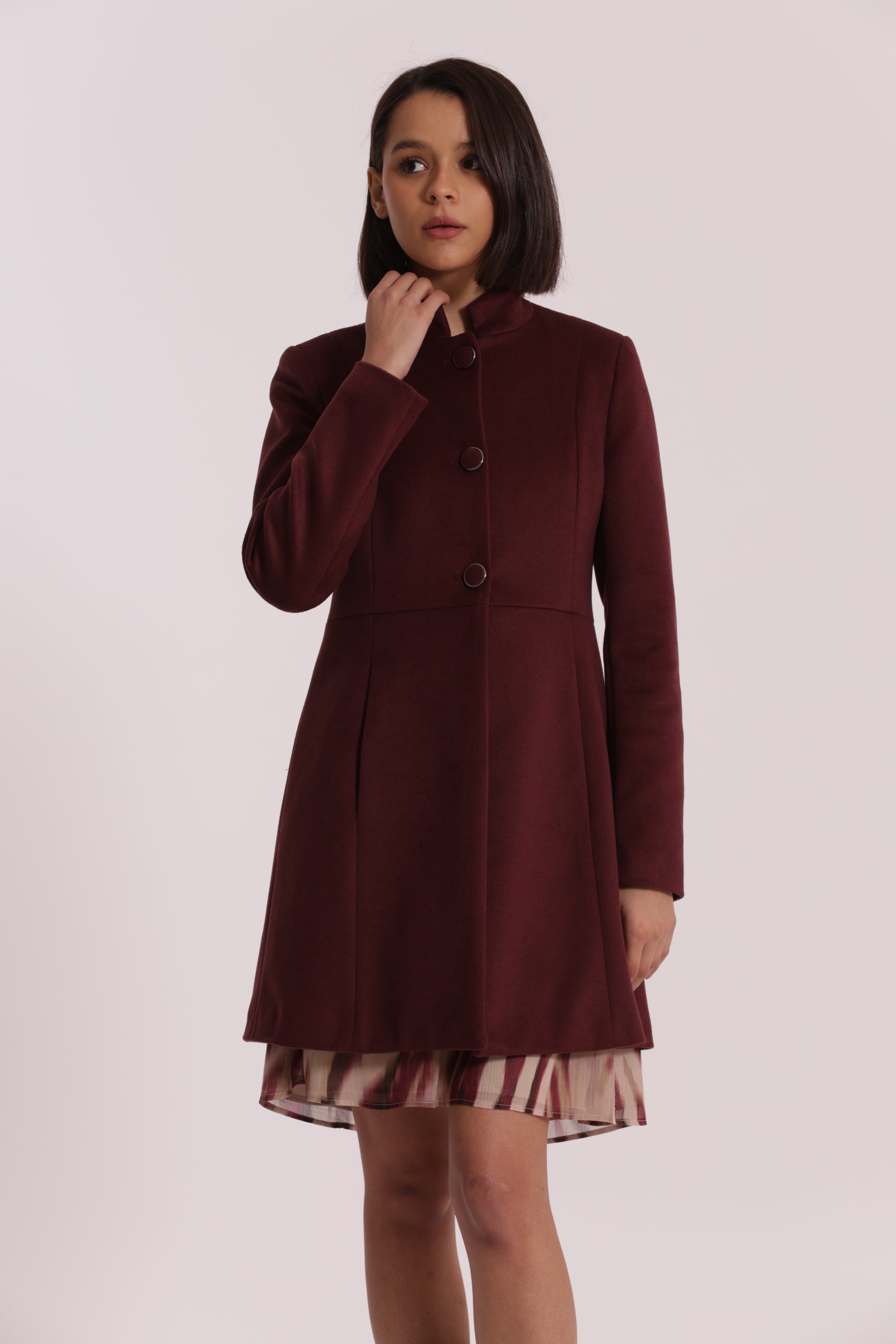 Mimi Mua Cappotto Baronetto Collo Coreana Nero