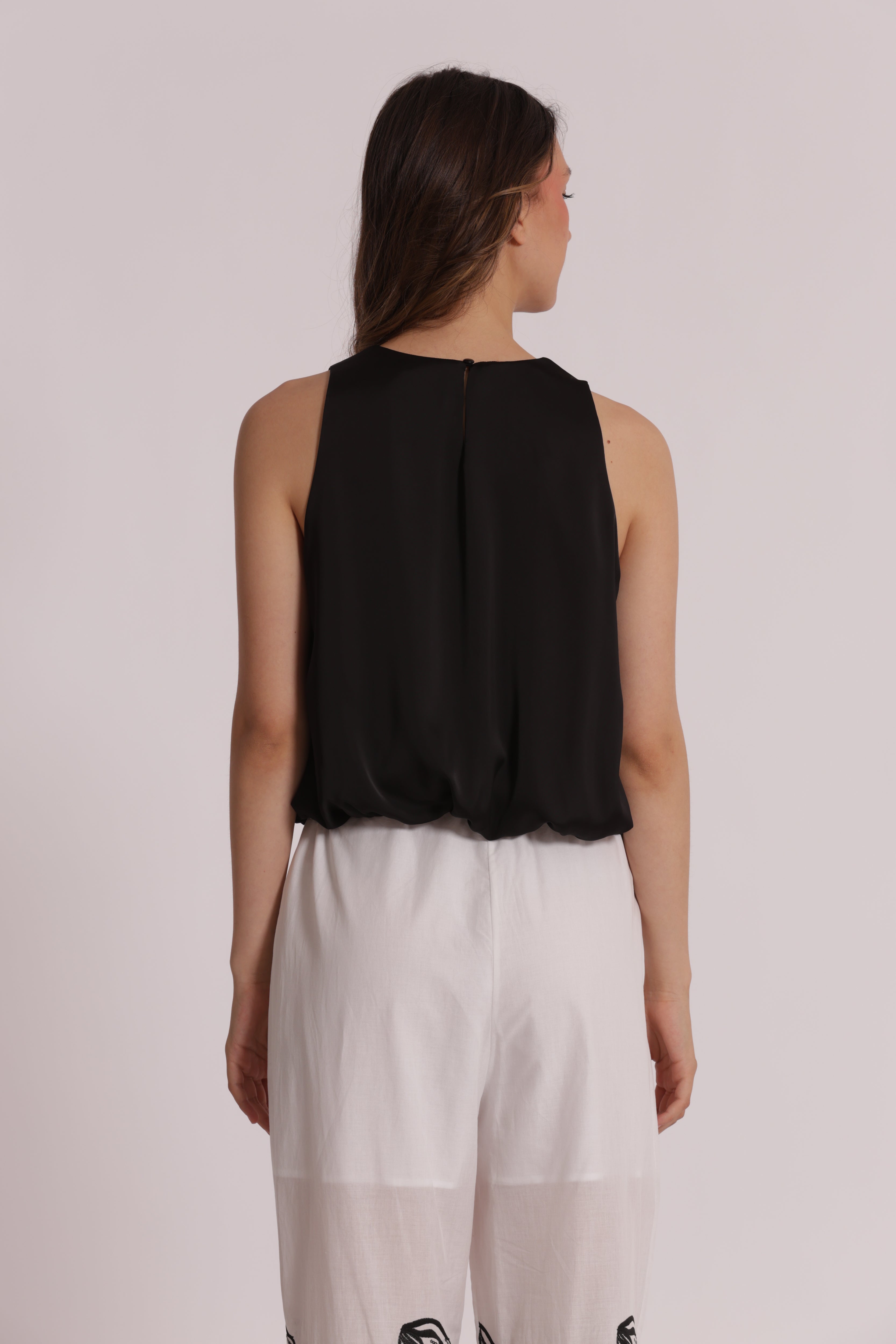 Mimi Mua Top a Palloncino blusa poliestere bianca