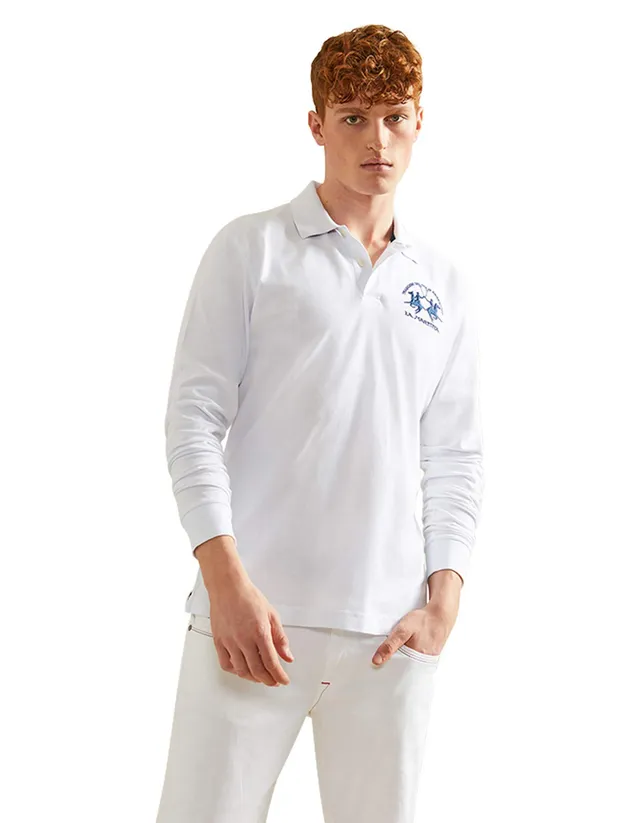 La Martina polo uomo regular fit blu navy manica lunga