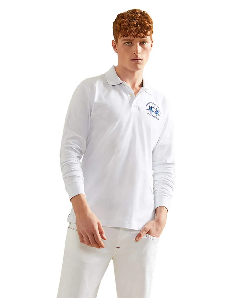 La Martina polo uomo regular fit blu navy manica lunga