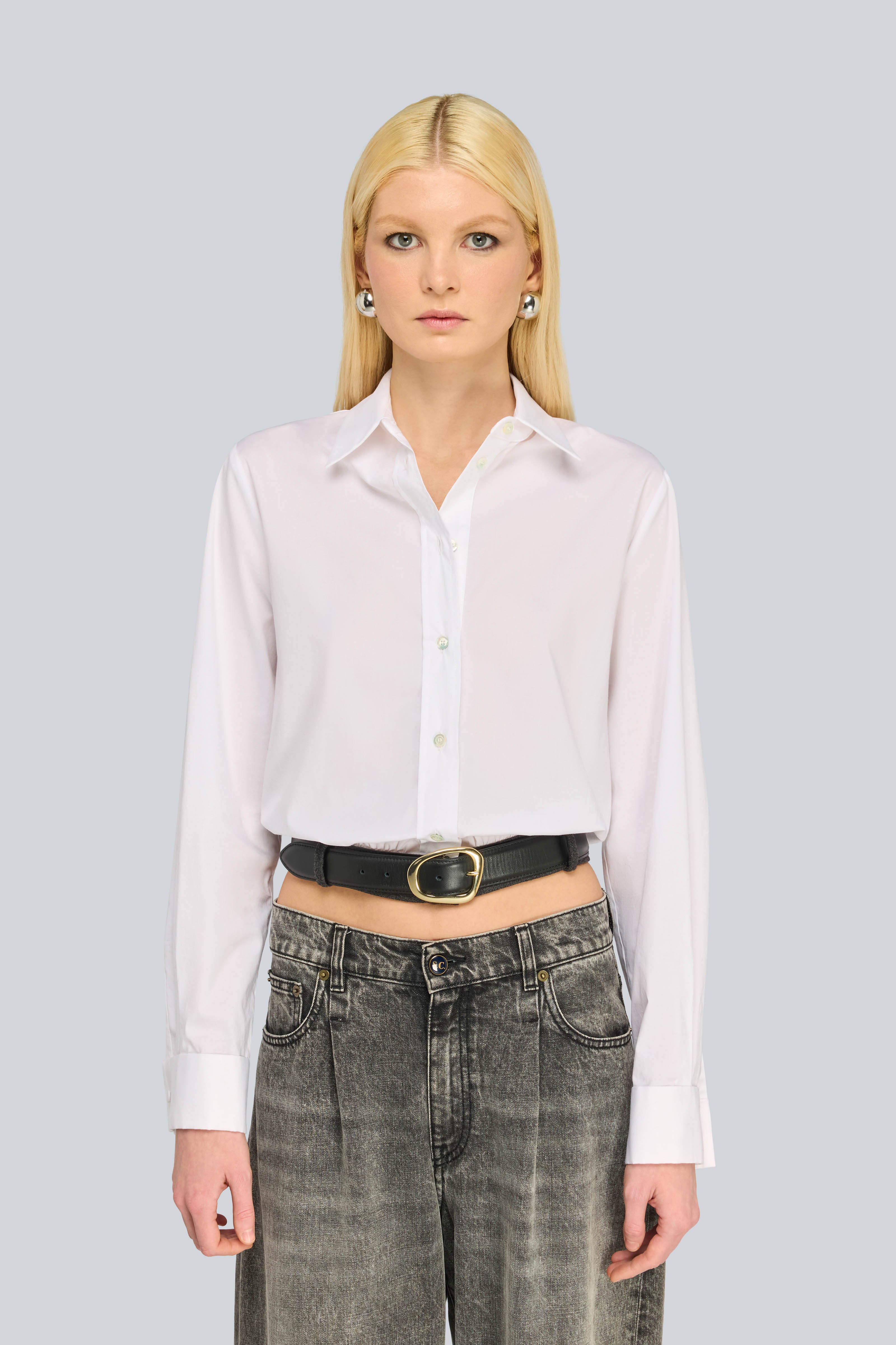 Semicouture Gilberta camicia popeline crop bianco