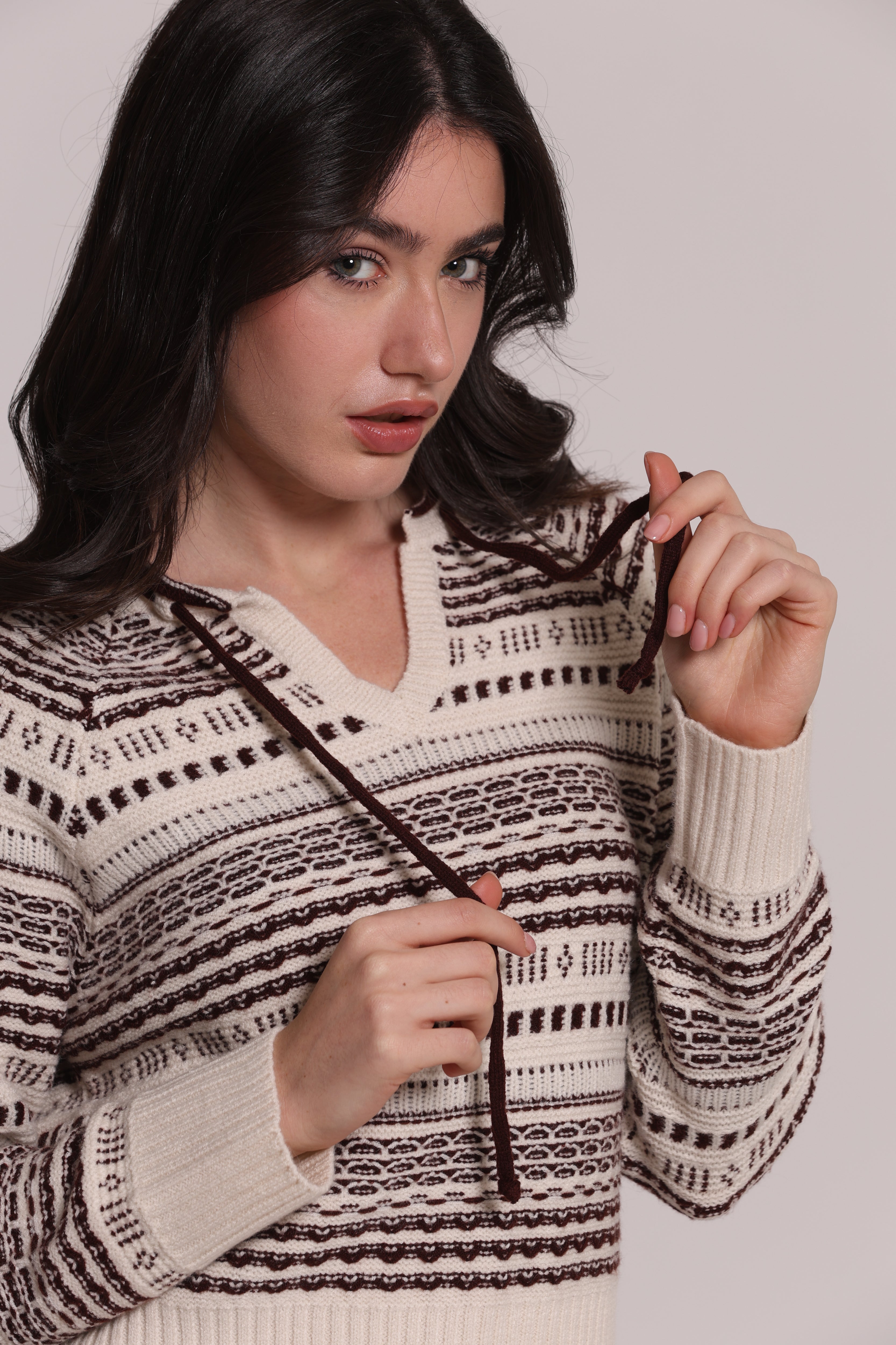 Mimi Mua maglia dettagli contrasto panna taglia S