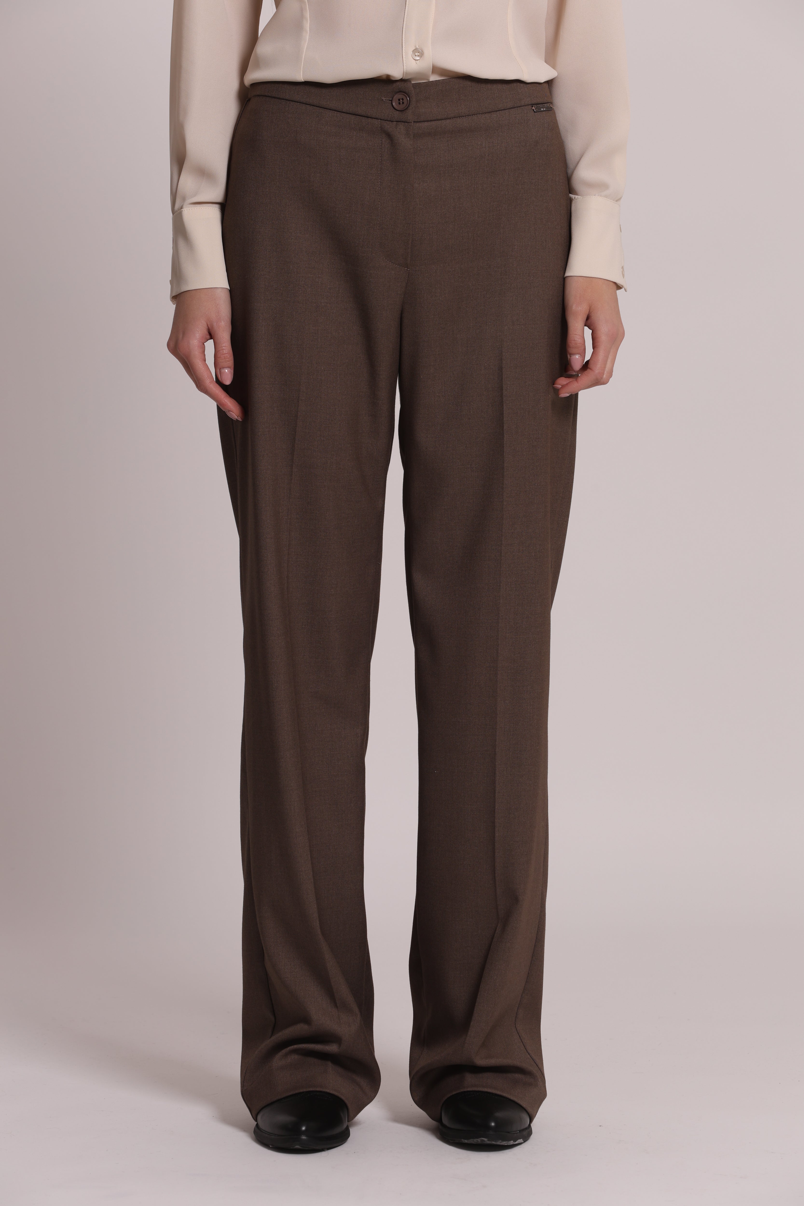 Mimi Mua Pantalone Palazzo con Elastico Dietro Vanz Nero