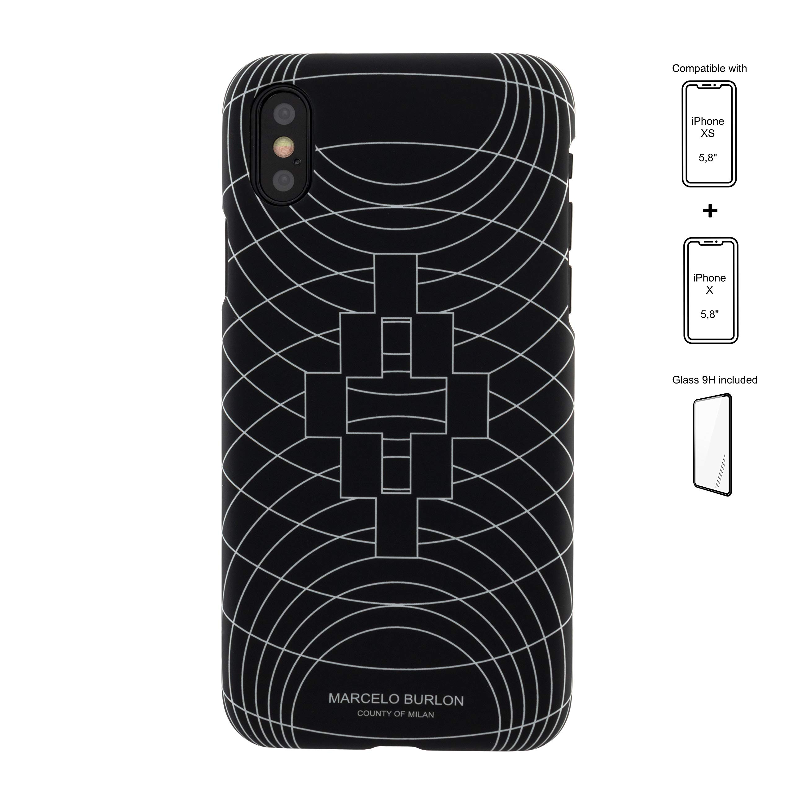 Marcelo Burlon iPhone XS/X custodia rigida con vetro temperato