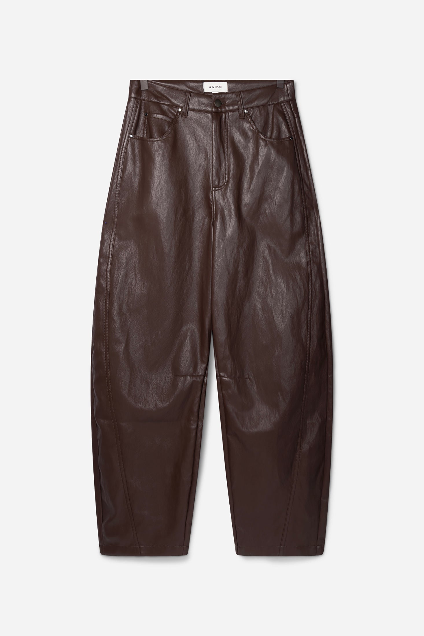 Aaiko Quin pantaloni ecopelle marrone effetto pelle