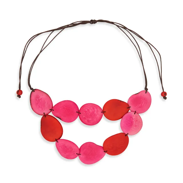 On Earth Cooperative Collection Carambola collana tagua rosso 65 cm