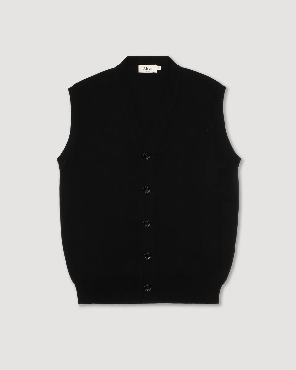 Altea gilet maglia cotone rasato nero