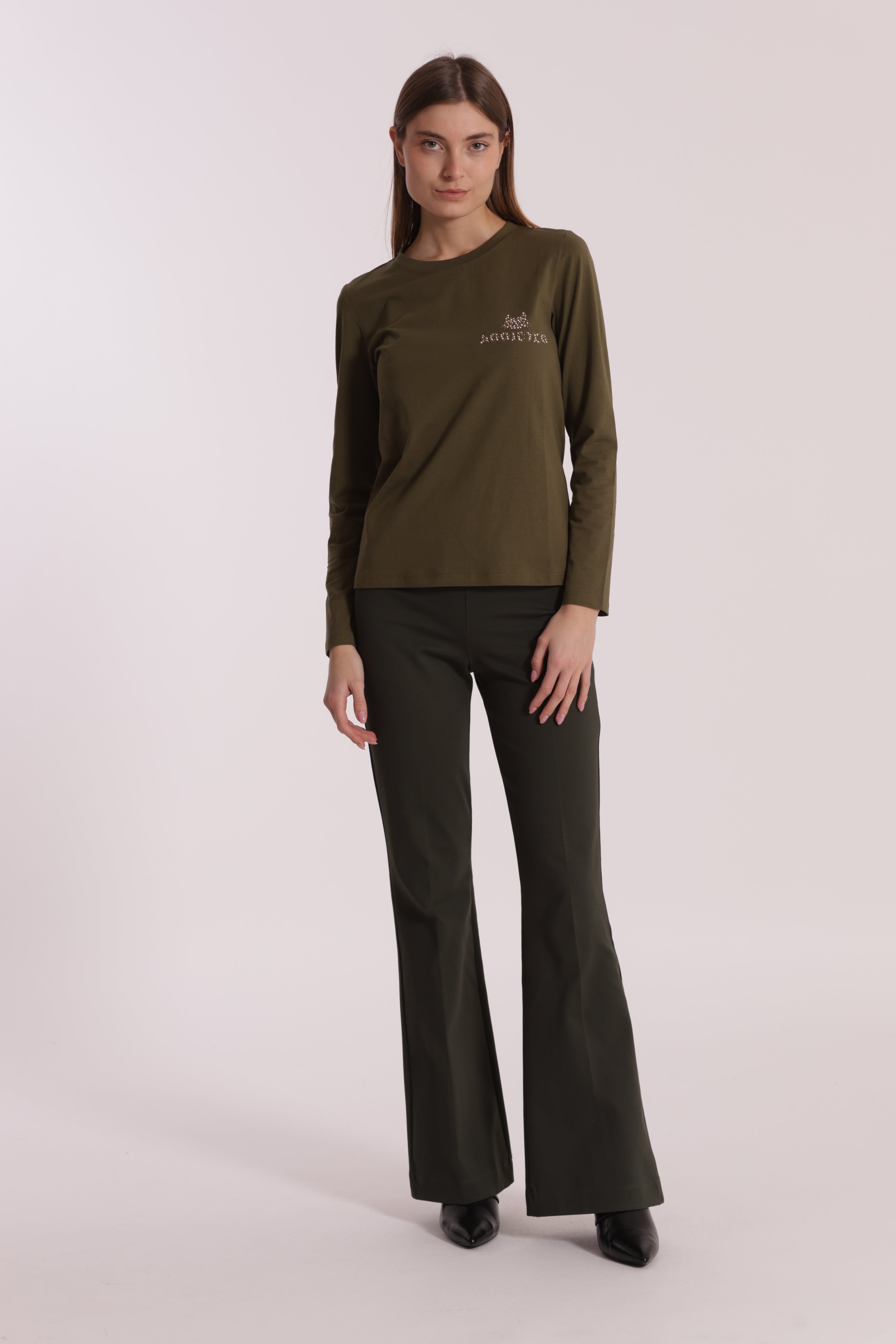 Mimi Mua Pantalone Flare Punto Milano nero