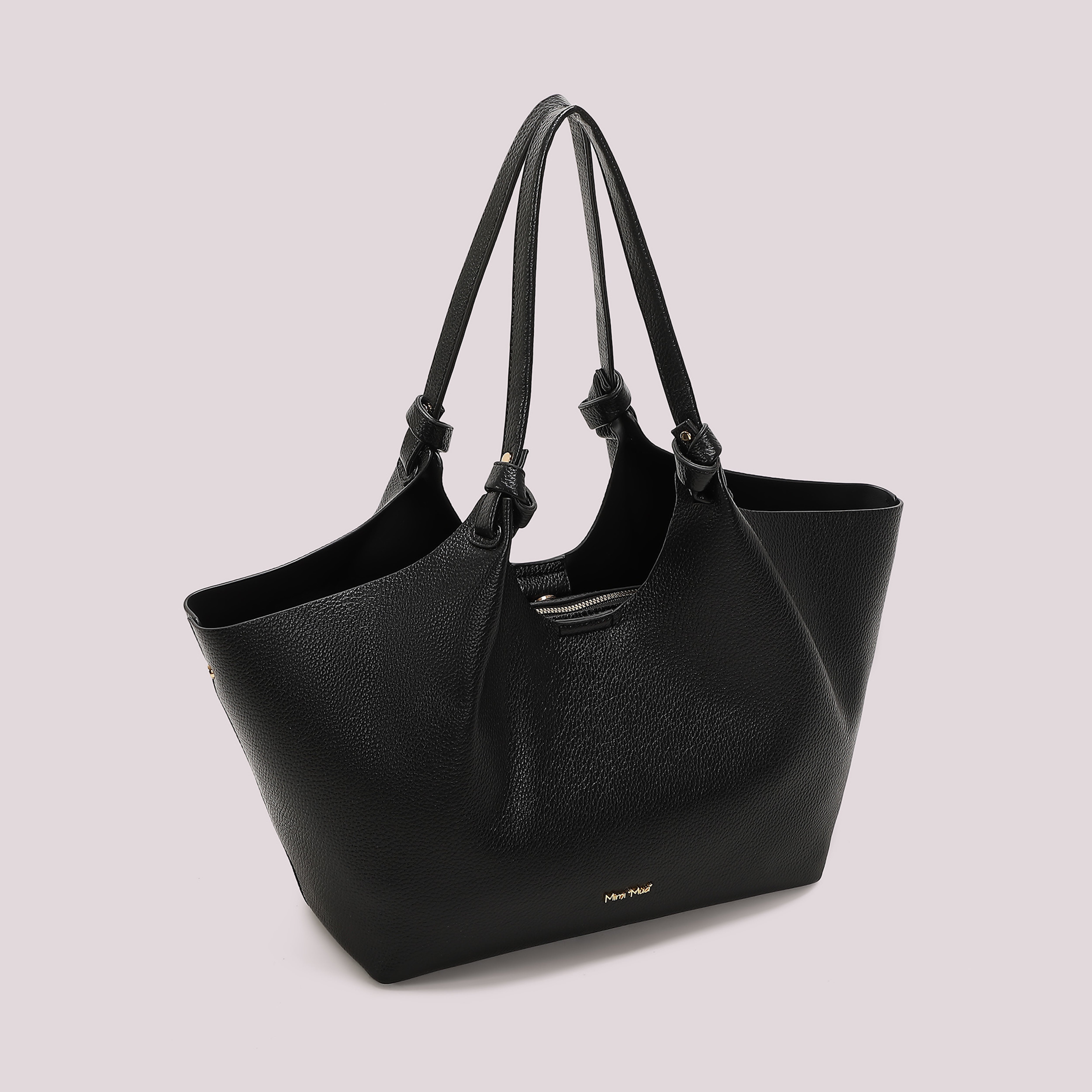 Mimi Mua borsa a spalla grande nera ecopelle