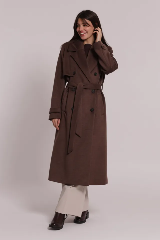 Mimi Mua Cappotto Lungo con Cintura Nero