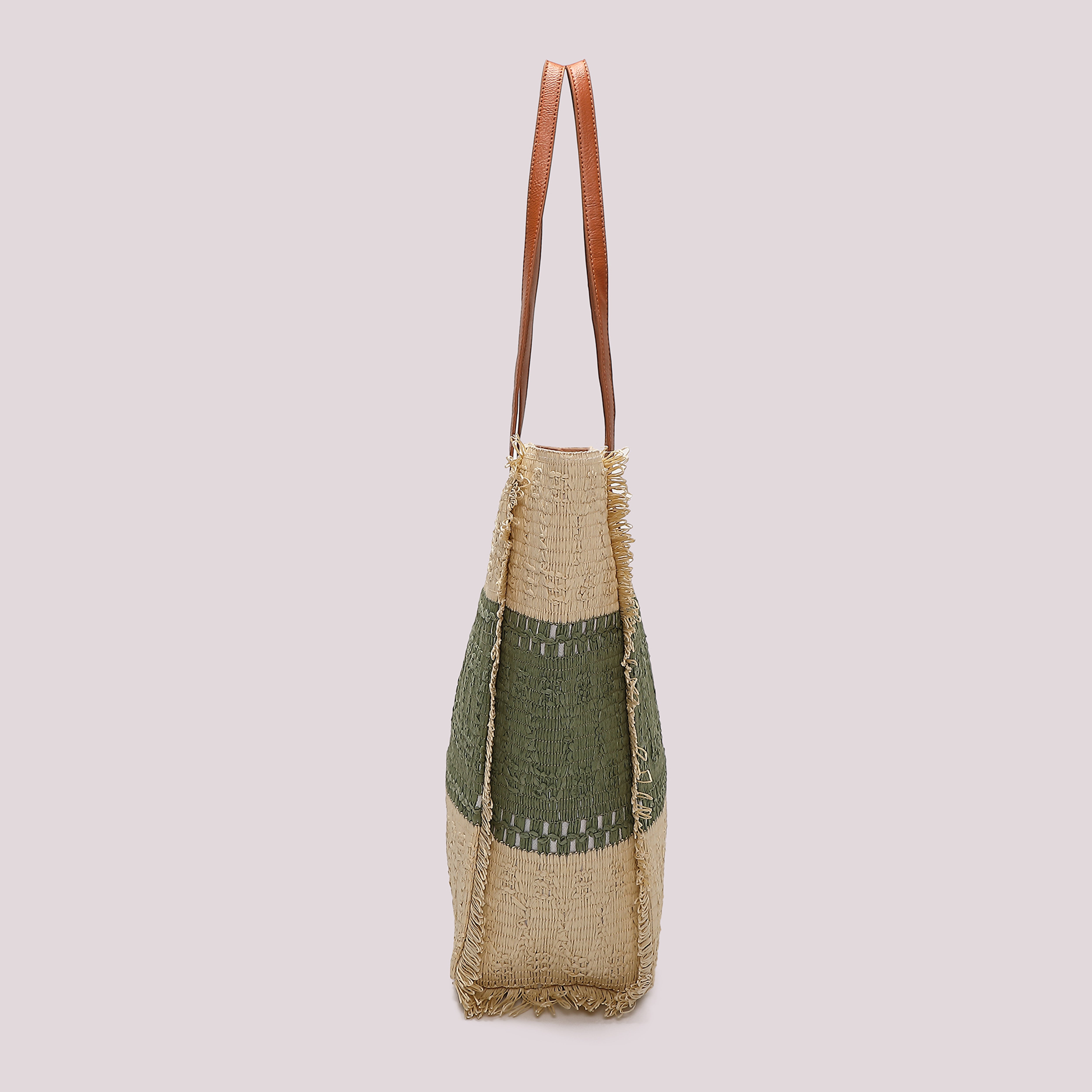 Mimi Mua Shopper borsa caffè striscia colorata