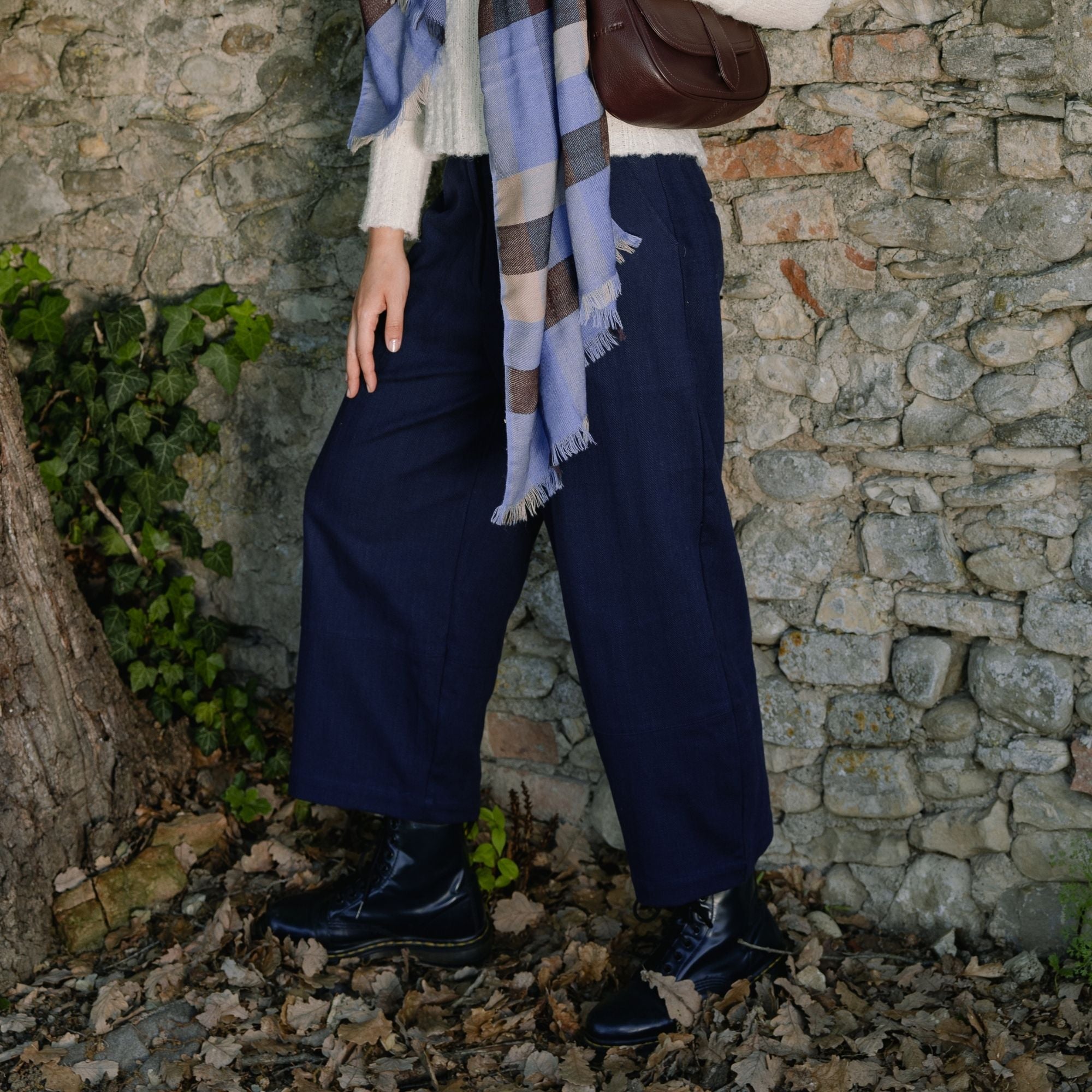 On Earth Cooperative Collection New Baggy pantalone cotone blu