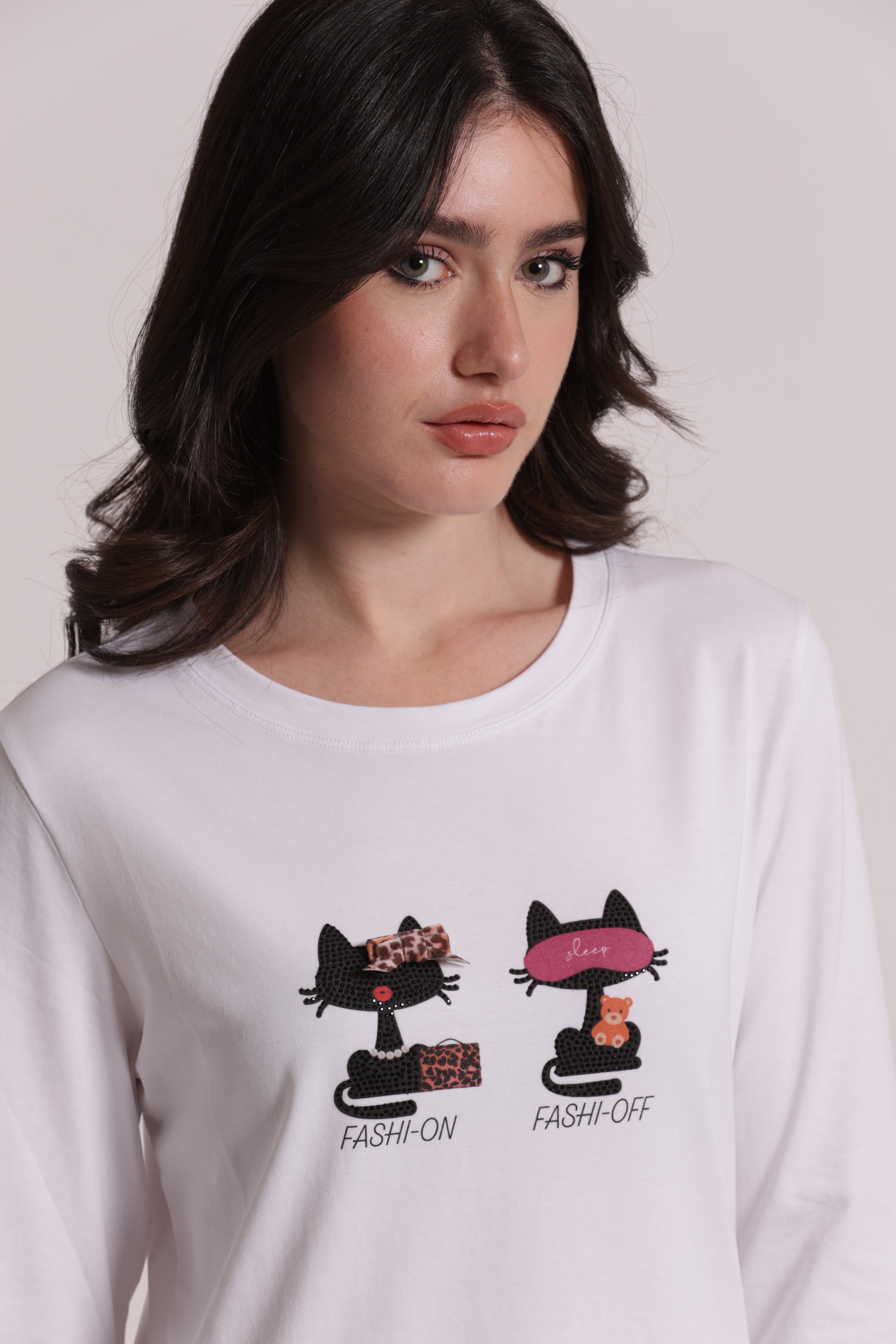 Mimi Mua Fashi-On Fashi-Off T-Shirt Maniche Lunghe