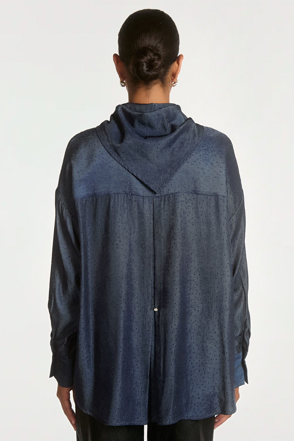 Aaiko Violetta Camicia Blu Notte Glitter Foulard