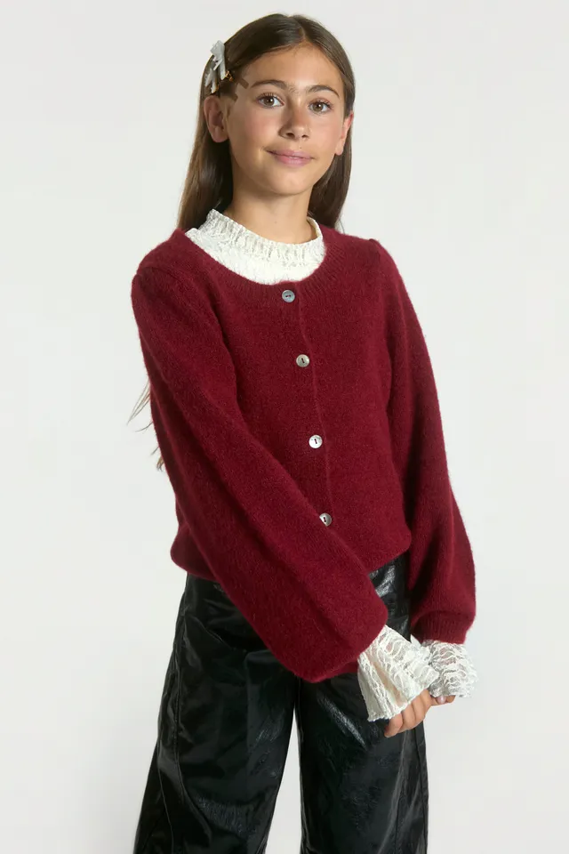 Aaiko Jady cardigan rosso MERLOT lana bimba