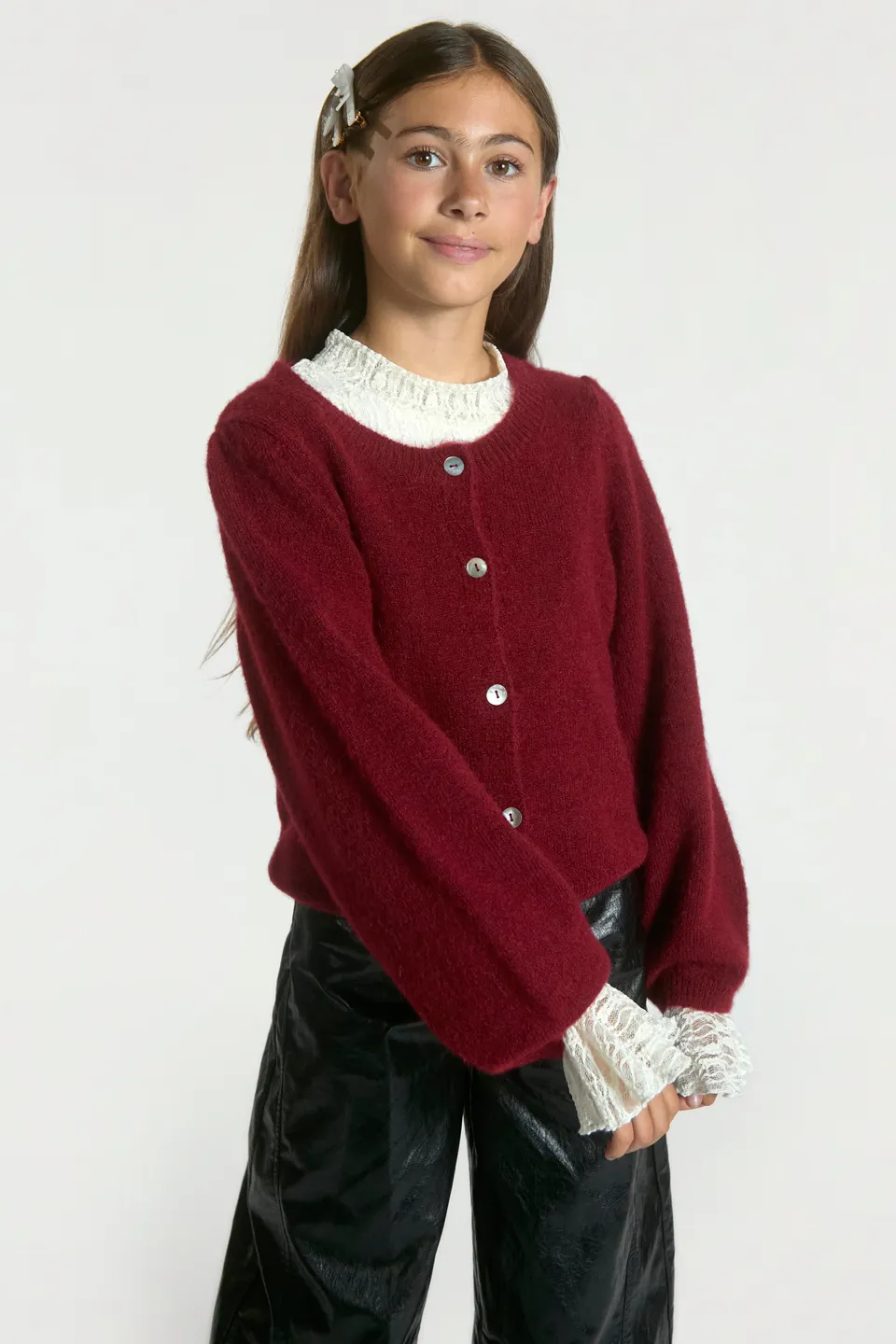 Aaiko Jady cardigan rosso MERLOT lana bimba
