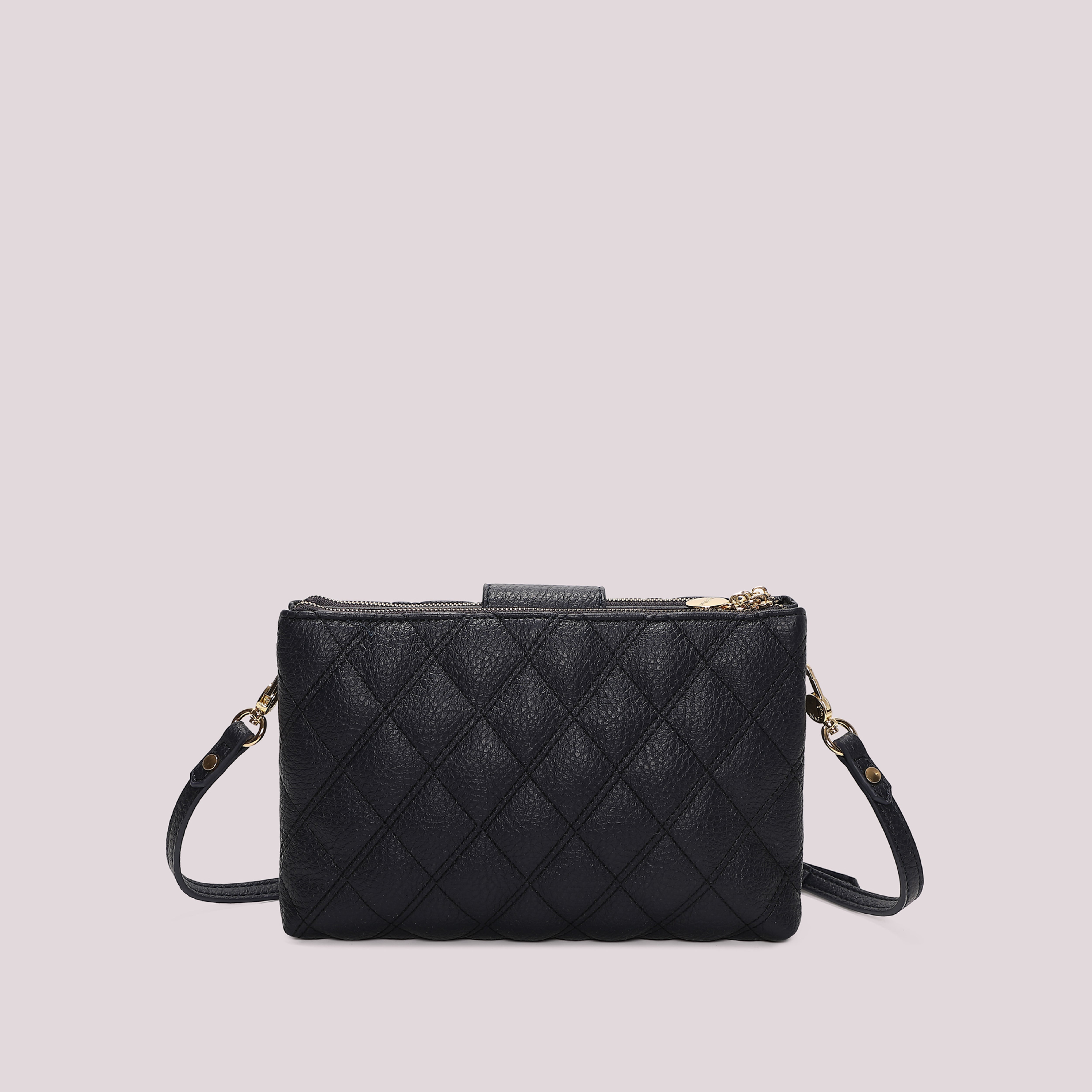 Mimi Mua Borsa Tracolla Trapuntata Base Liscia Nero Ecopelle