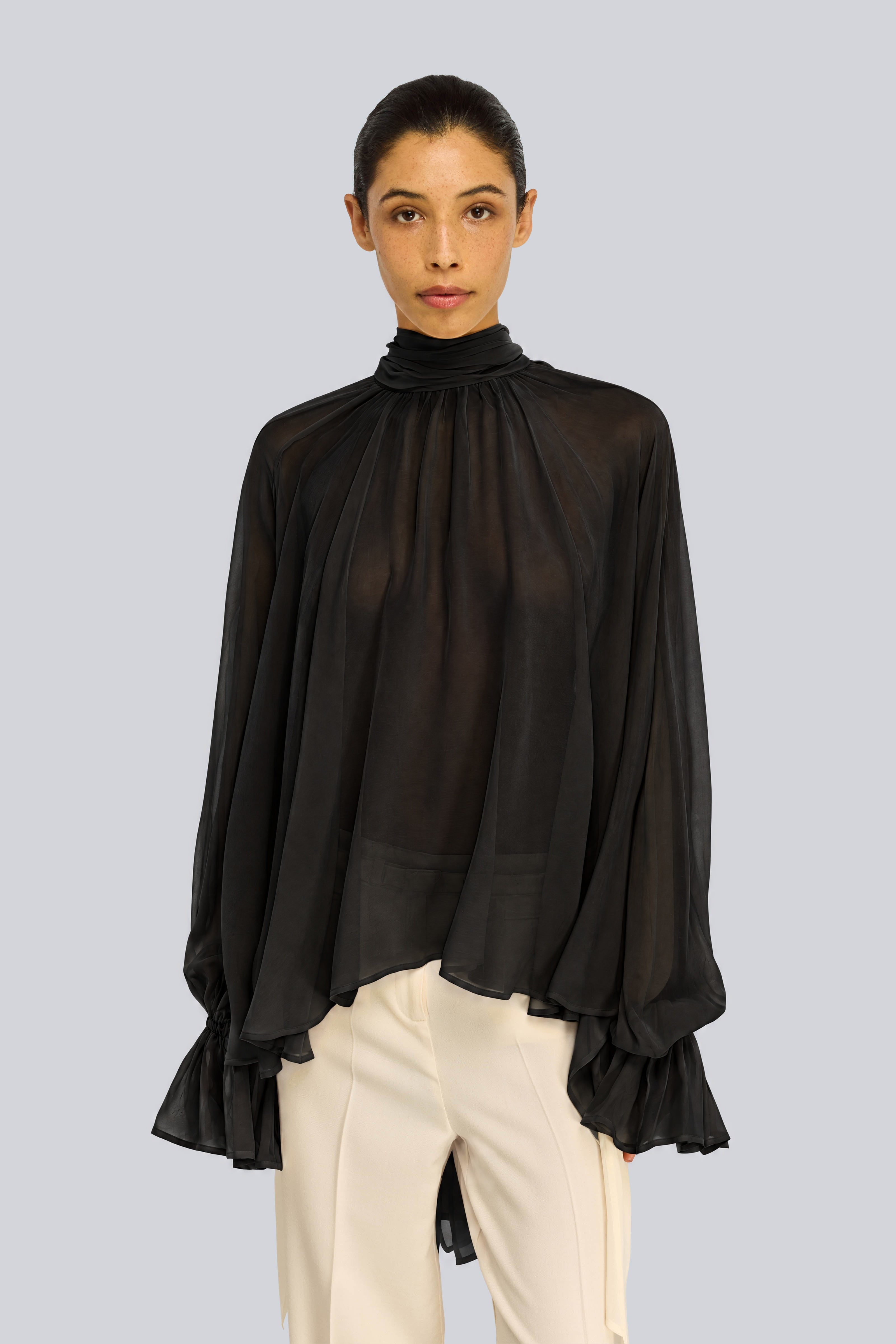 Semicouture Renie blusa georgette burro foulard