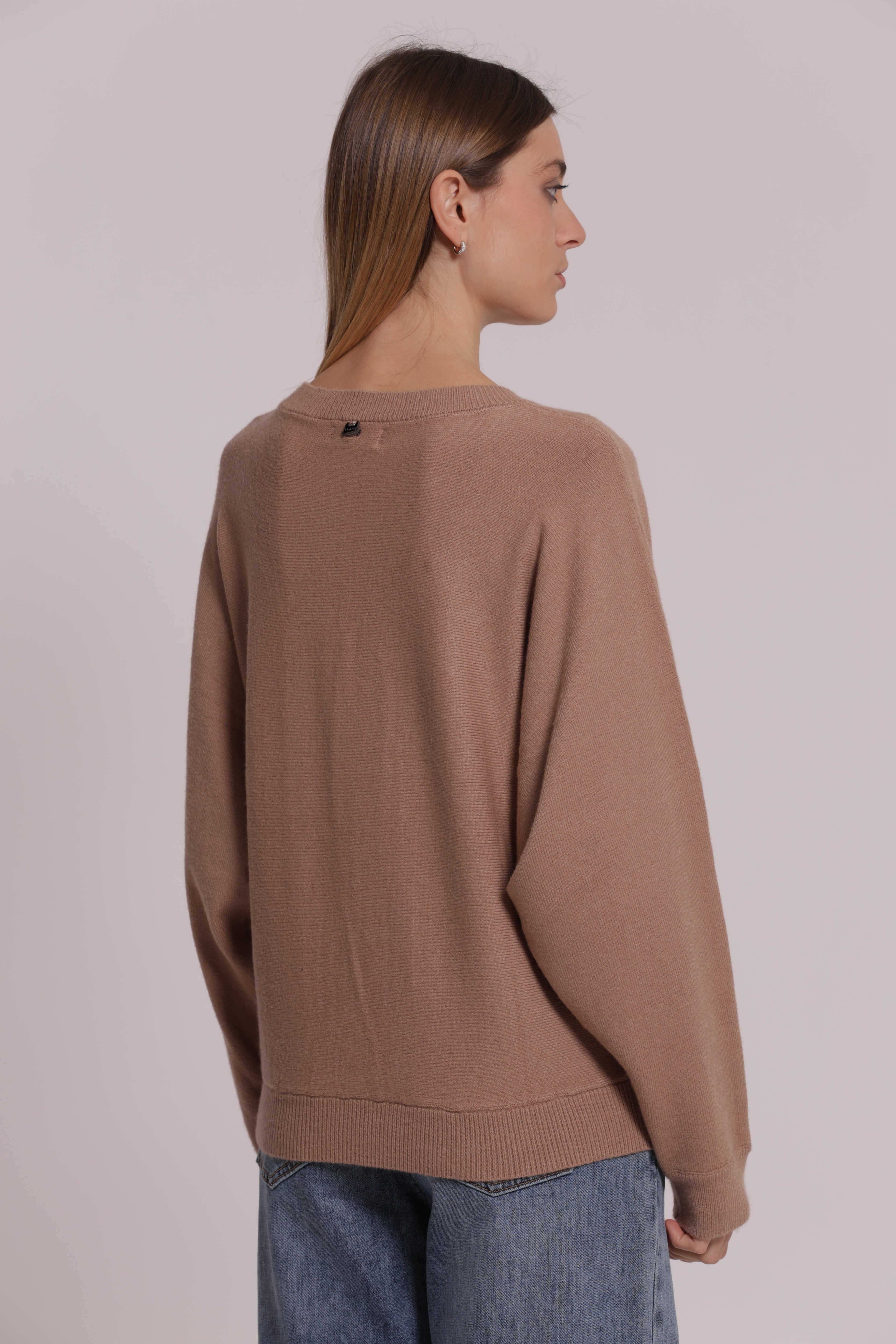 Mimi Mua Maglia Scollo Tondo Treccia in Viscosa