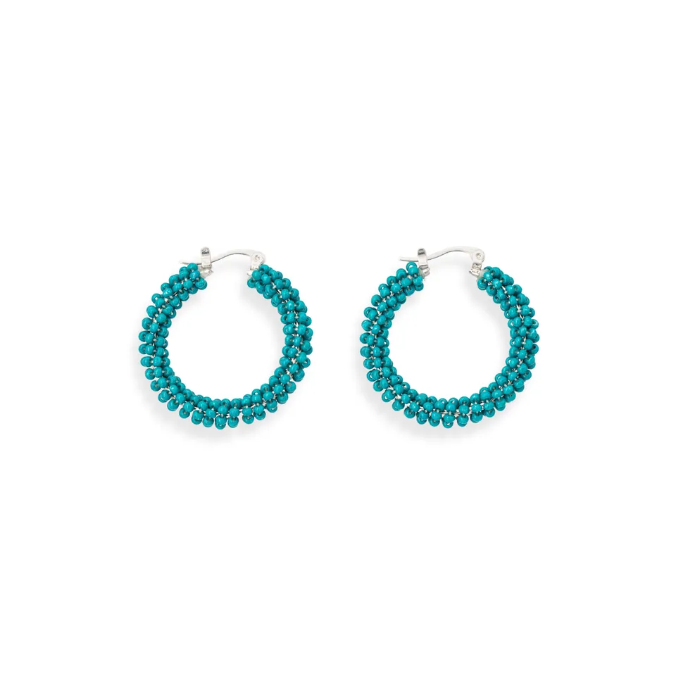 On Earth Cooperative Collection Spring orecchini vetro azzurro tondi
