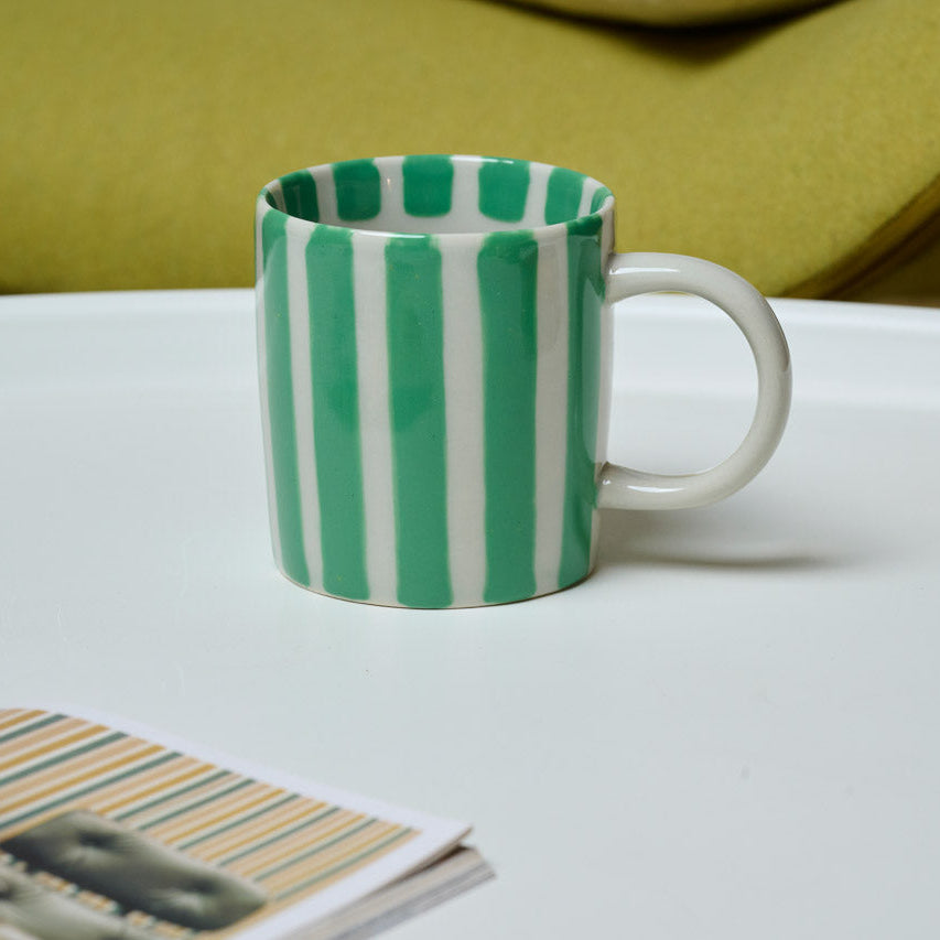 On Earth Cooperative Collection Righe mug ceramica verde 8 cm