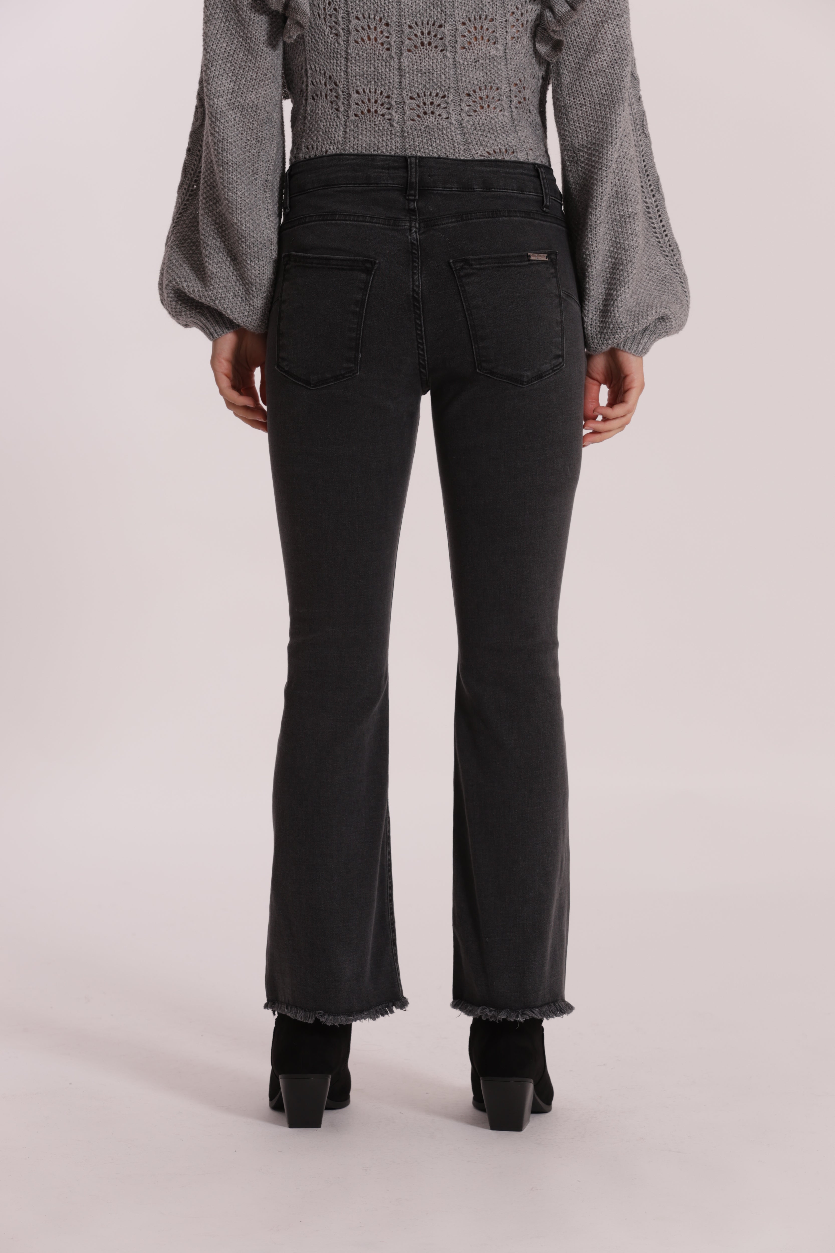 Mimi Mua Jeans Cropped Flare Blu Scuro cotone