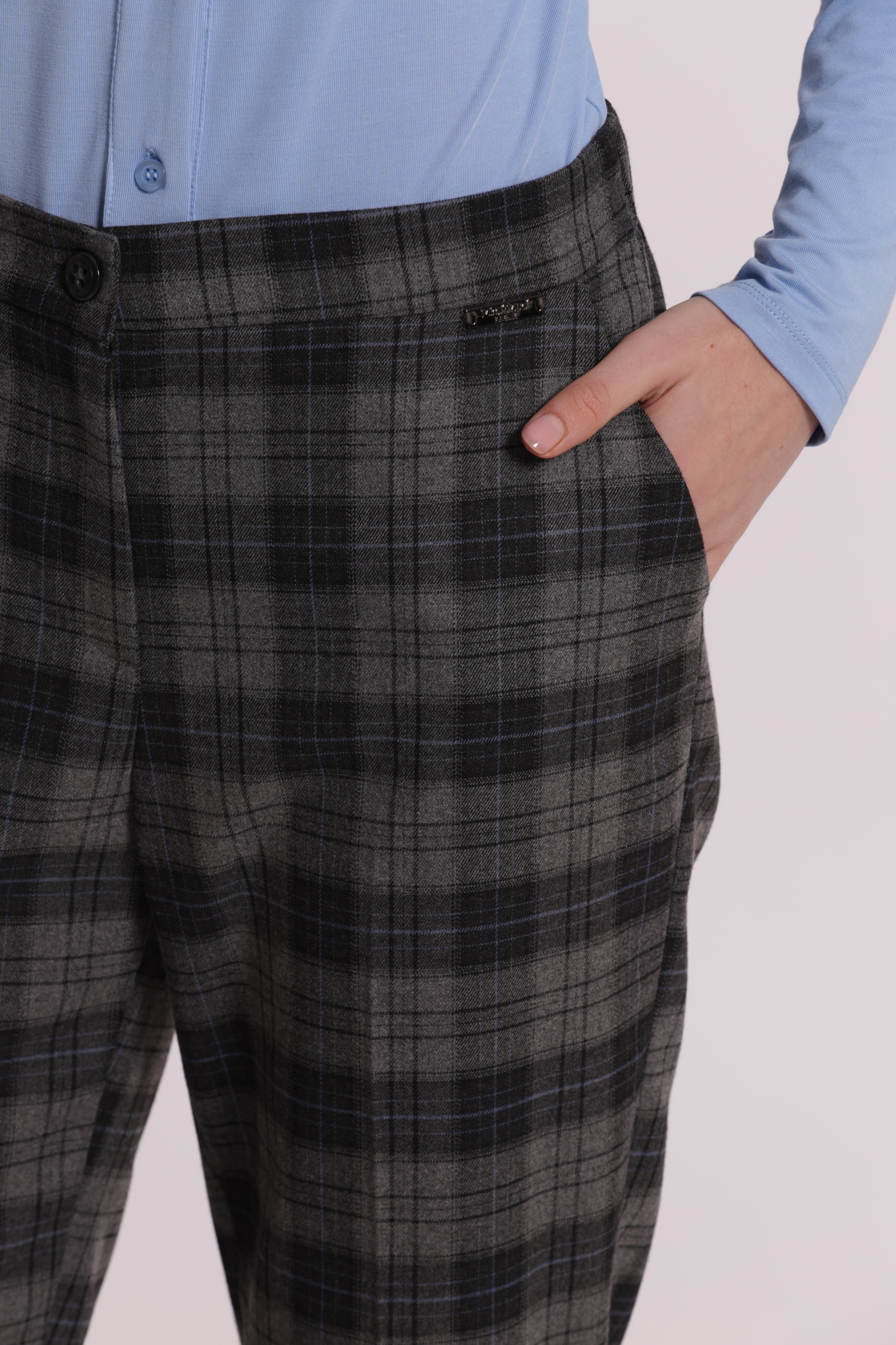 Mimi Mua Sigaretta pantalone grigio check