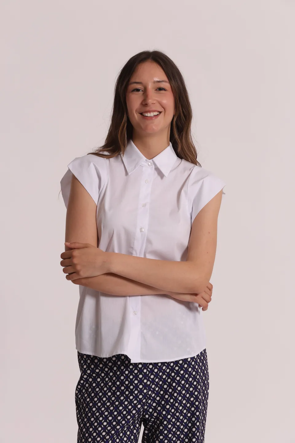Mimi Mua Camicia in Cotone con Manica Aletta bianca