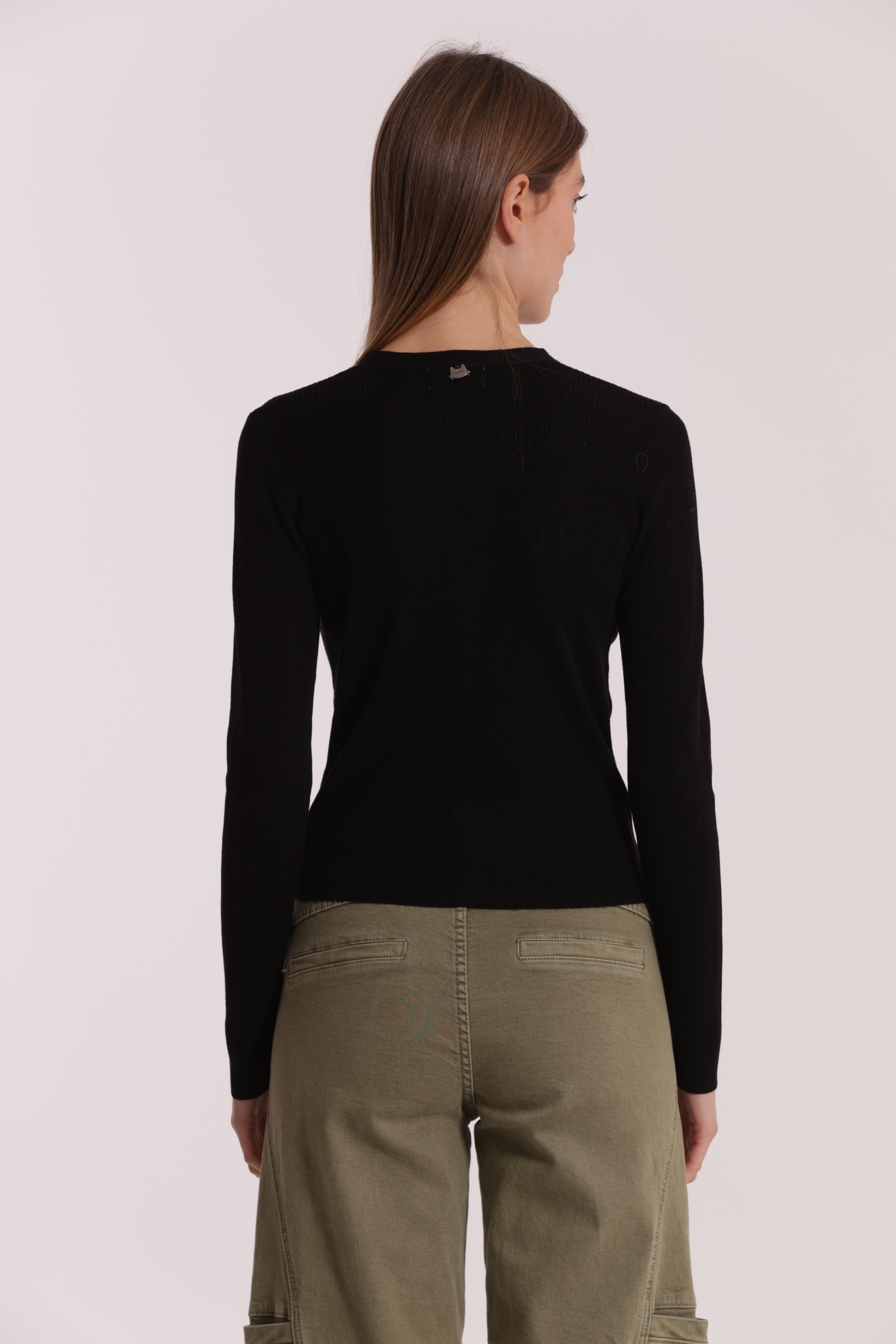 Mimi Mua Cardigan con Catena maglia calda panna