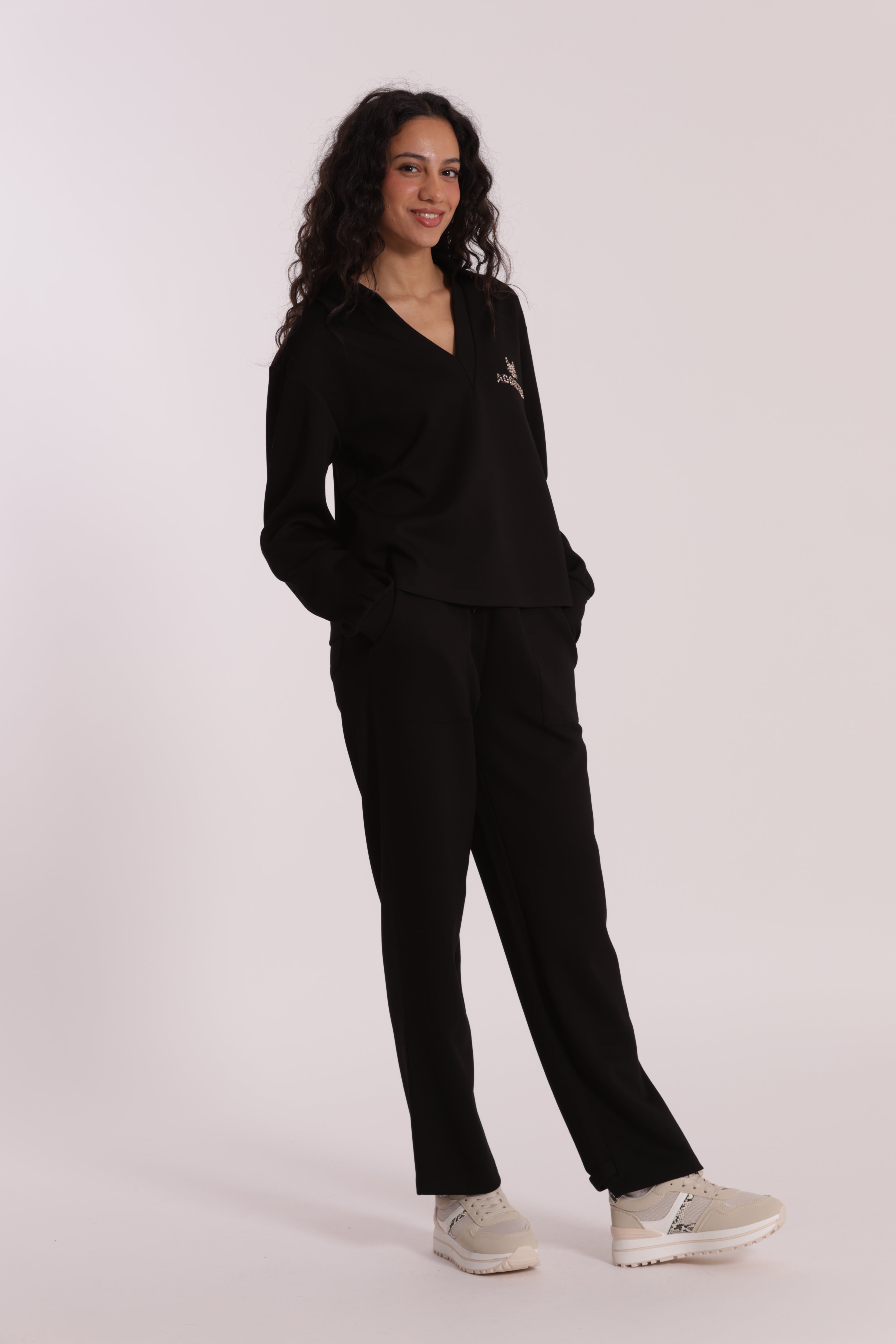 Mimi Mua Pantalone Jogger pantaloni cotone nero