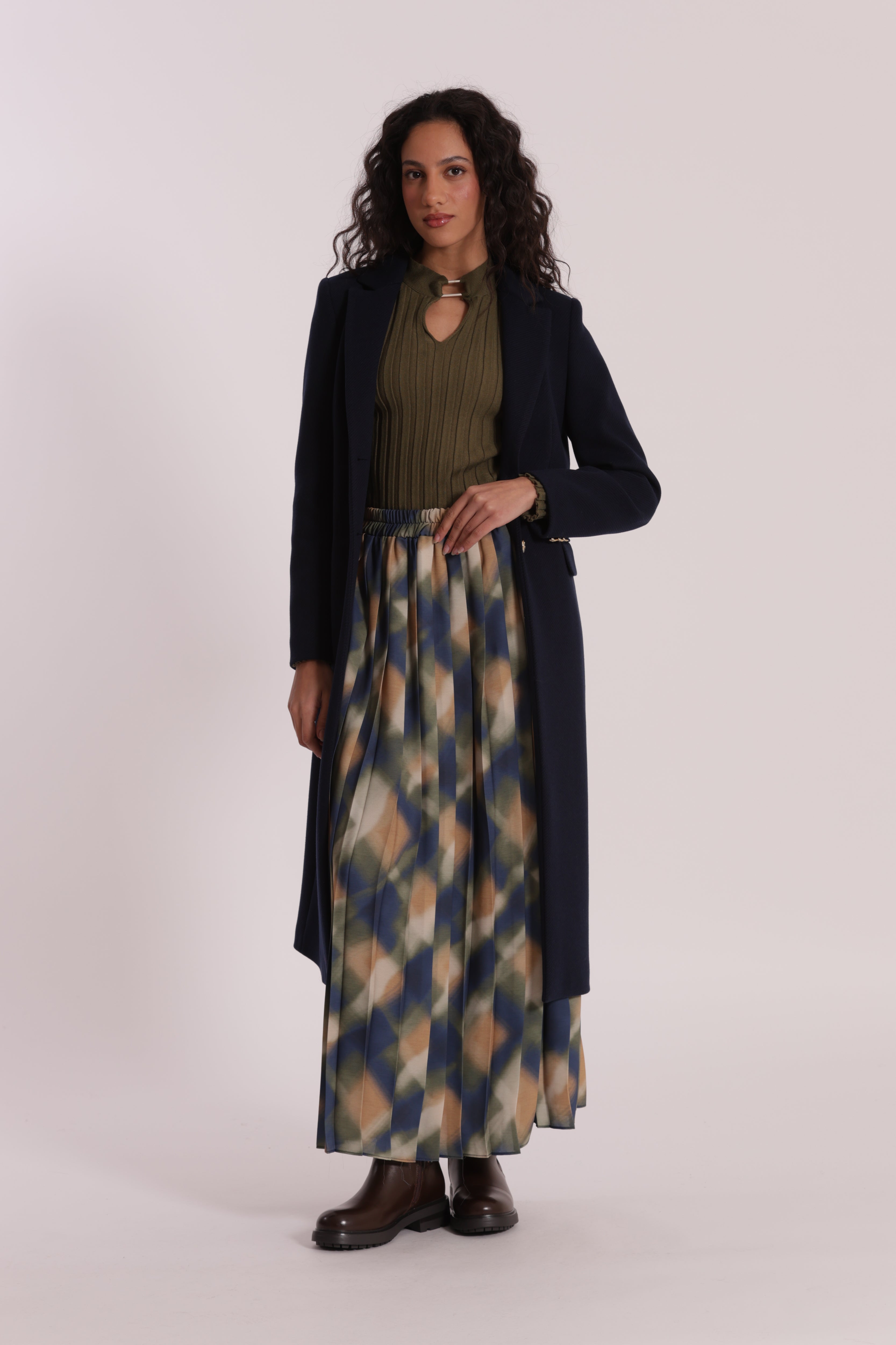 Mimi Mua Cappotto Lungo Diagonale Nero