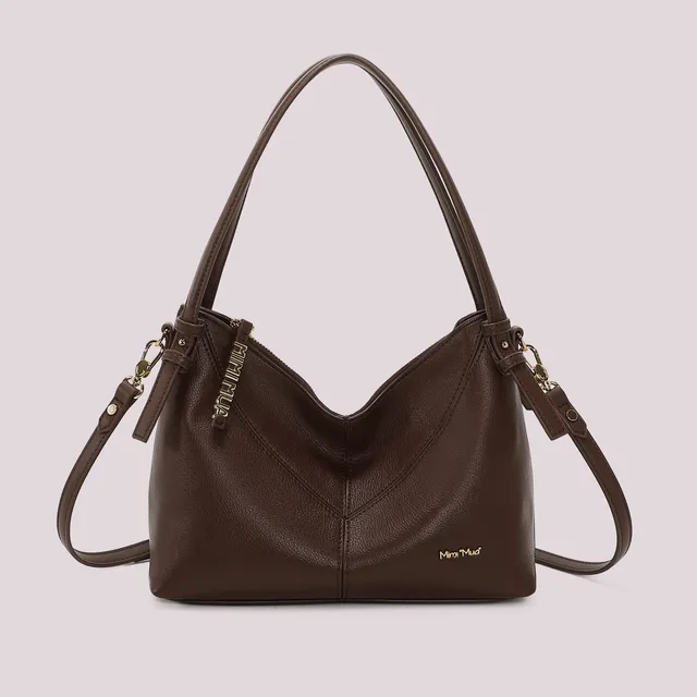 Mimi Mua borsa a spalla zip lettere nera 29 cm